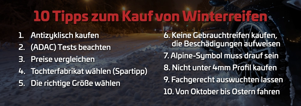 10 Tipps zum Kauf von Winterreifen 10 Tipps zum Kauf von Winterreifen für sicheres Fahren im Winter