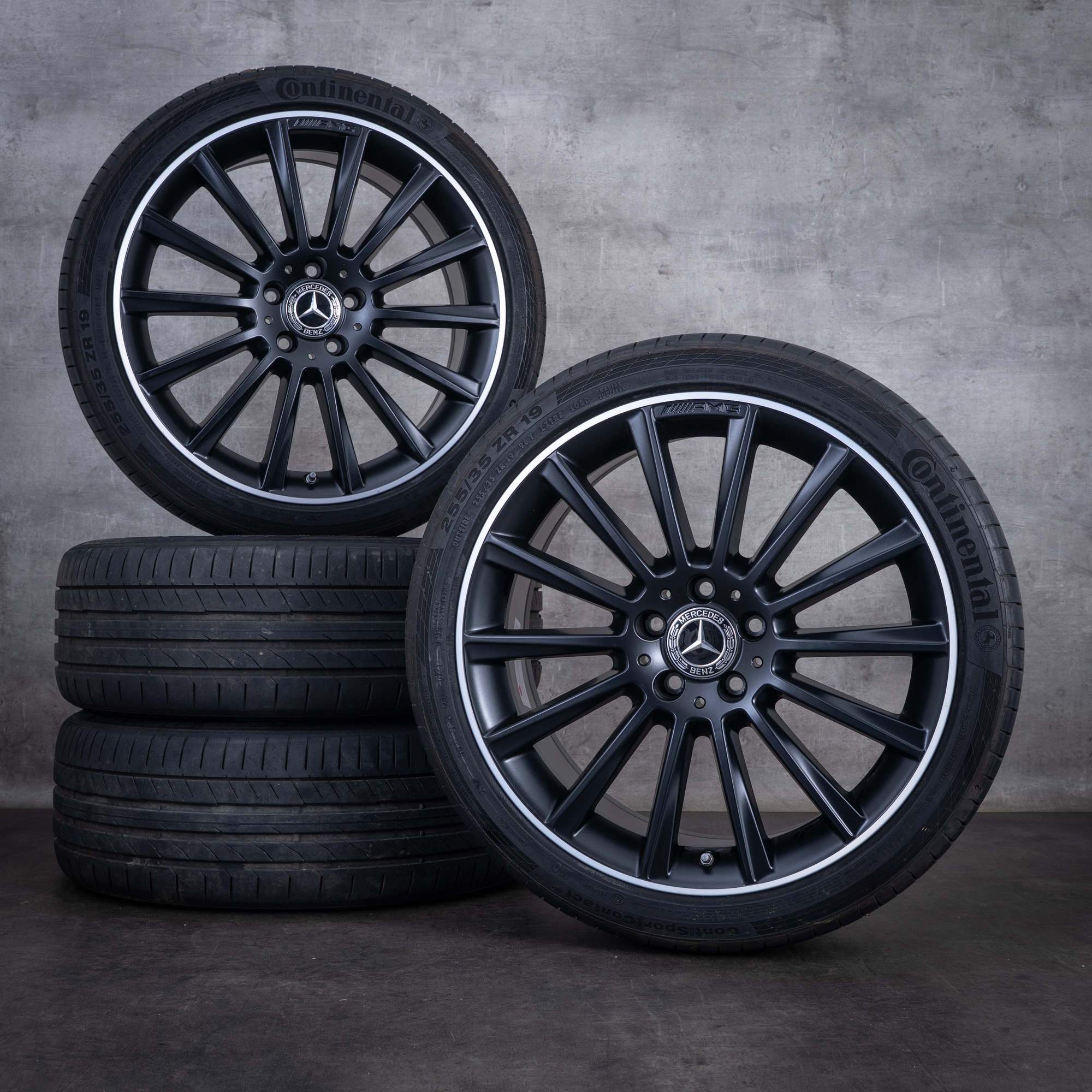 OEM Mercedes-Benz C-Class AMG 19inch summer wheels W205 S205 C205 A205 A2054011300 A2054011400 matte black diamond cut rim NEW
