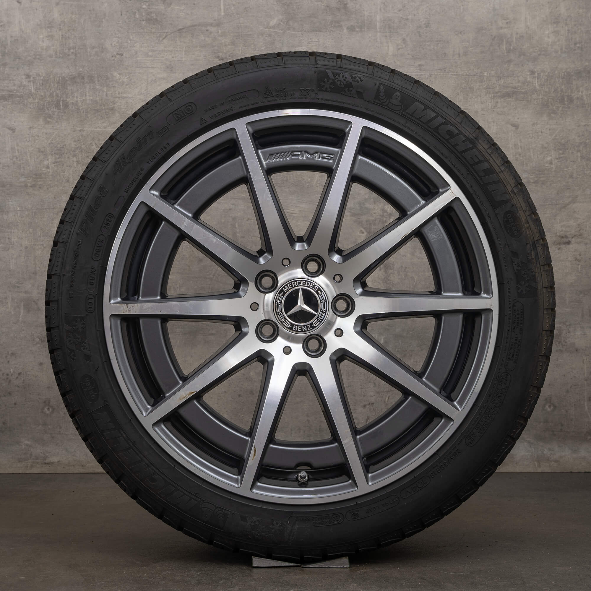 Original Mercedes Benz E-Klasse AMG E63 S Winterräder 19 Zoll W213 S213 Felgen A2134016900 A2134017000 himalaya grey glanzgedreht