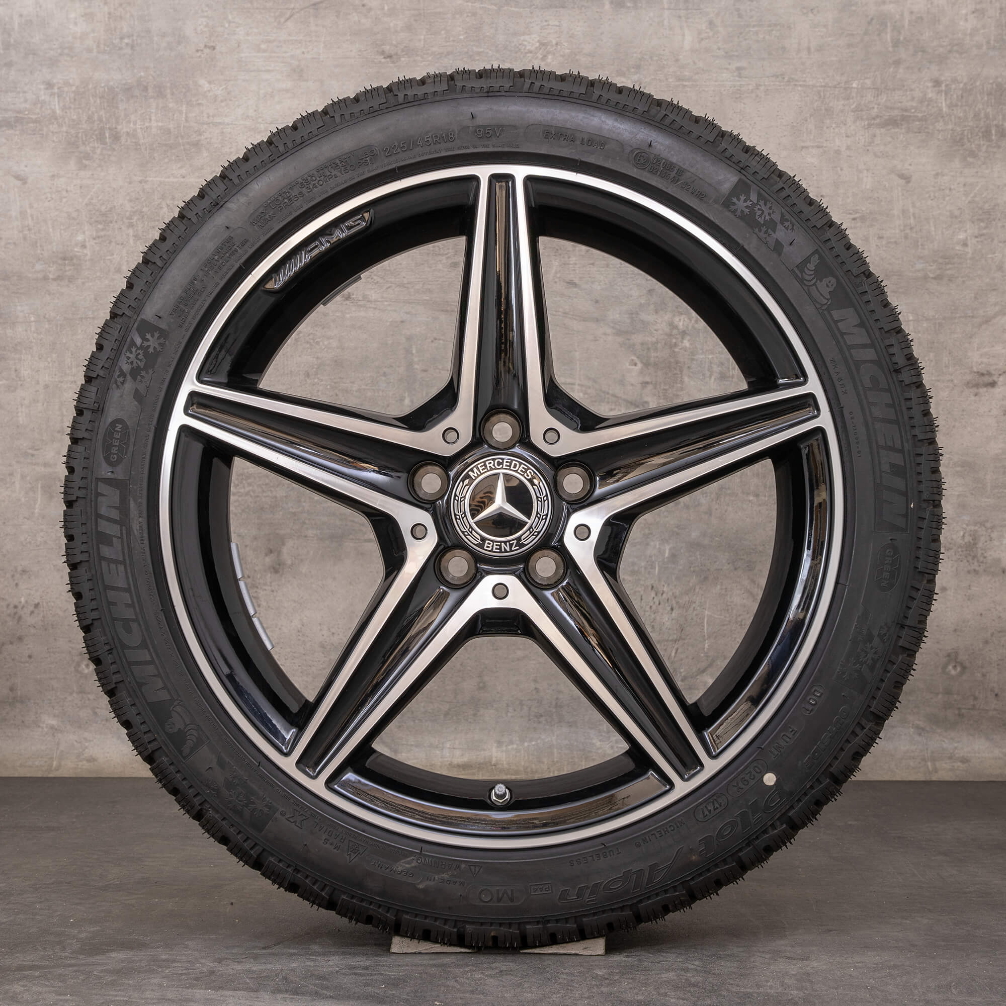 Alkuperäiset Mercedes Benz C-sarjan AMG C43 C450 Sport talvirenkaat 18 tuuman W205 S205 C205 A205 vanteet A2054014800 A2054011100 musta kiillotettu käännetty