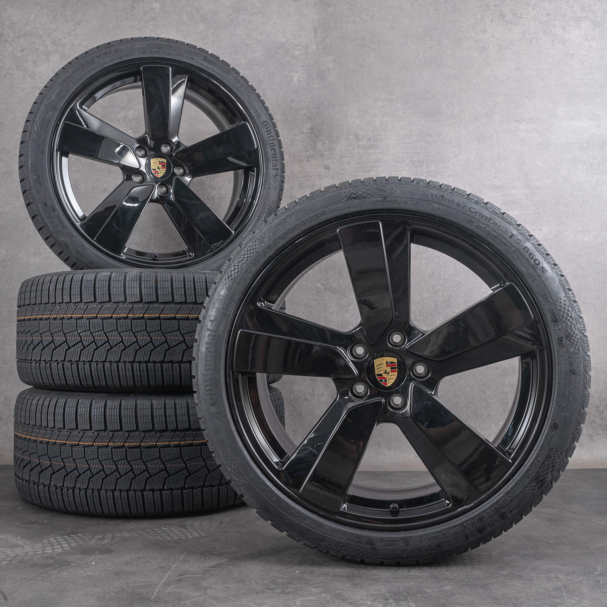 Oryginalne felgi do Porsche Macan Electric 22 cale opony letnie 95C601025BH 95C601025BJ czarne z połyskiem NOWE