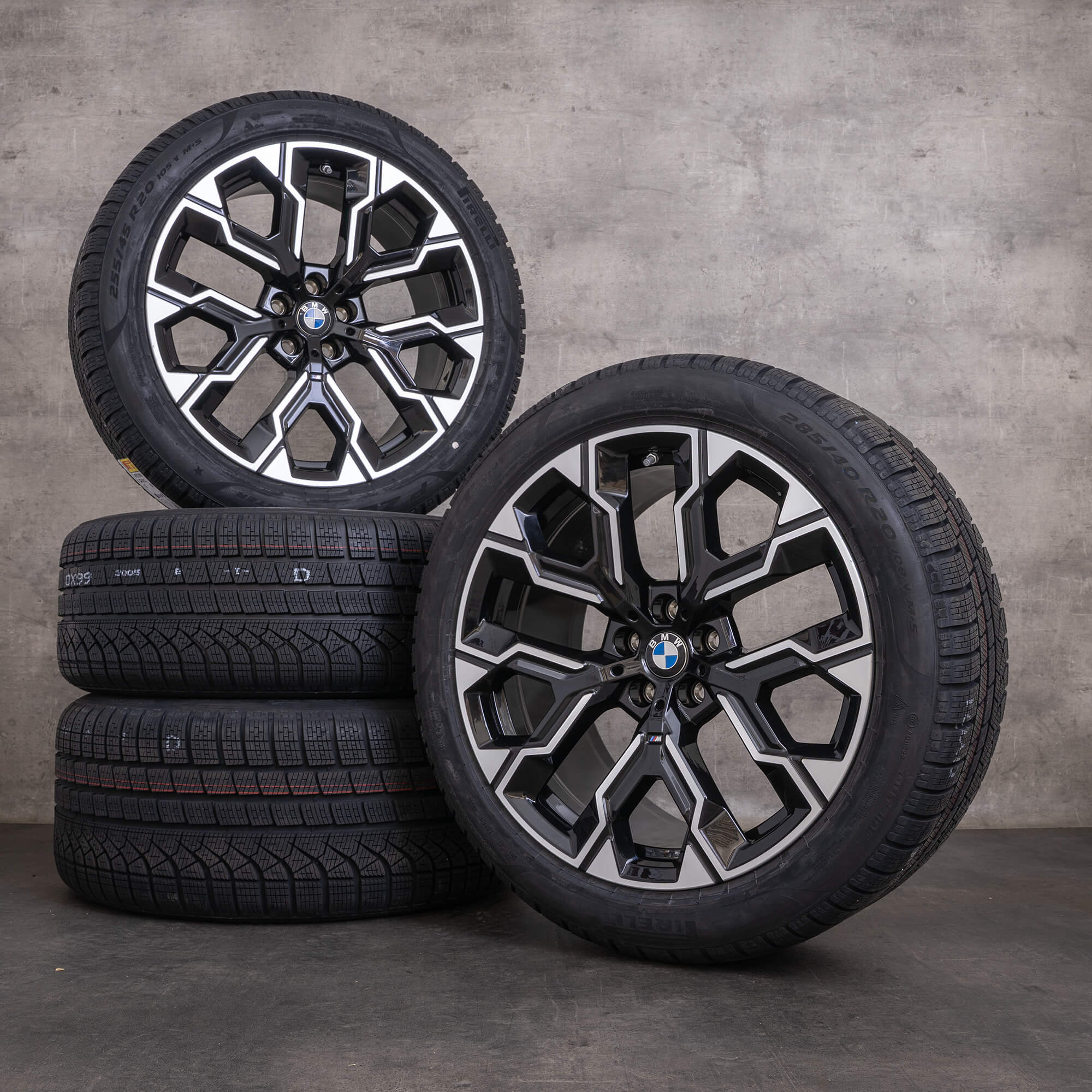 Jantes e pneus inverno originais BMW Série 7 i7 X3 de 20 polegadas G70 G45 jantes 5A6F112 5A6F113 Styling 1036 M jet black glossy virado NOVO