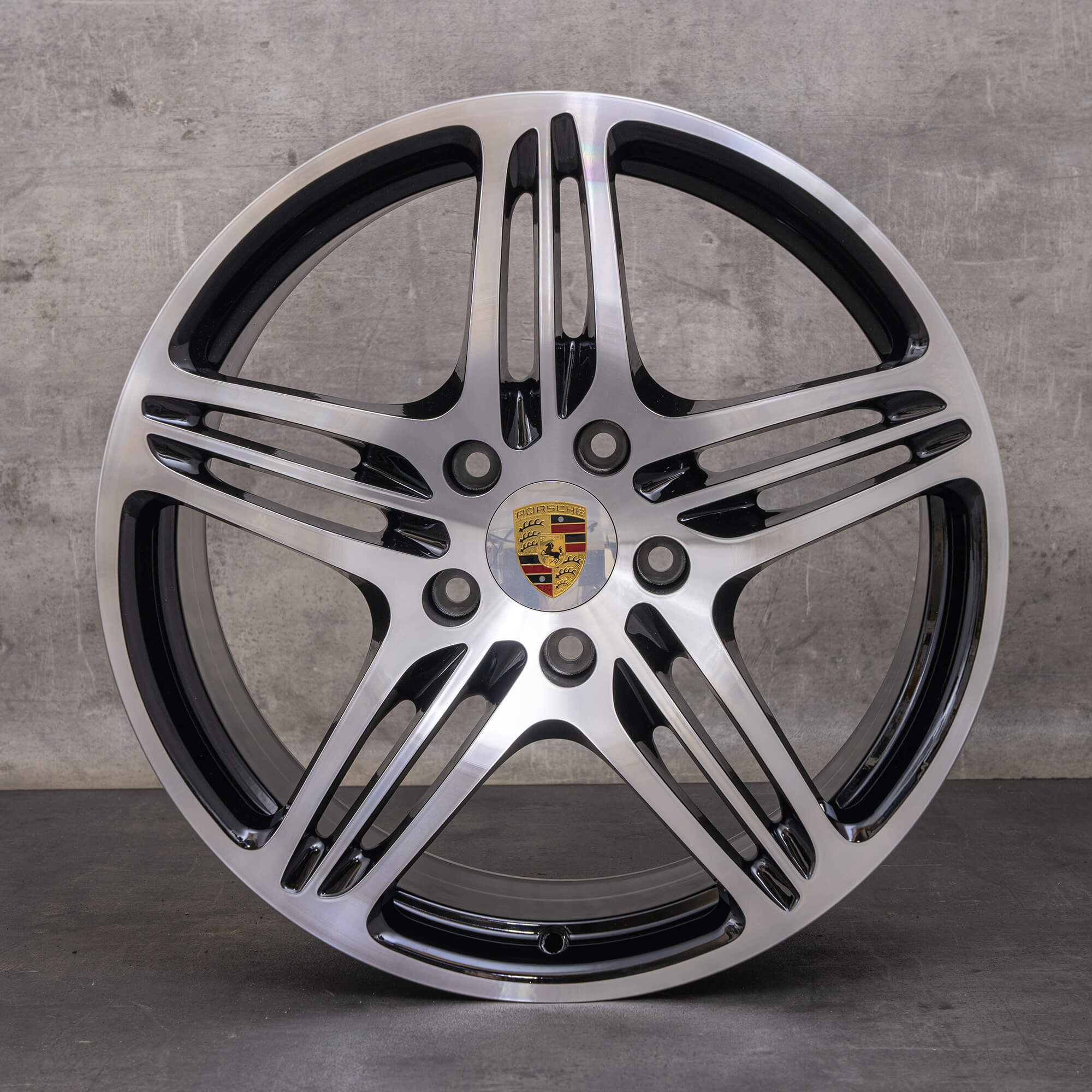 Originale Porsche 911 fælge 19 tommer 997 Turbo & S 99736215605 99736216202 sort poleret