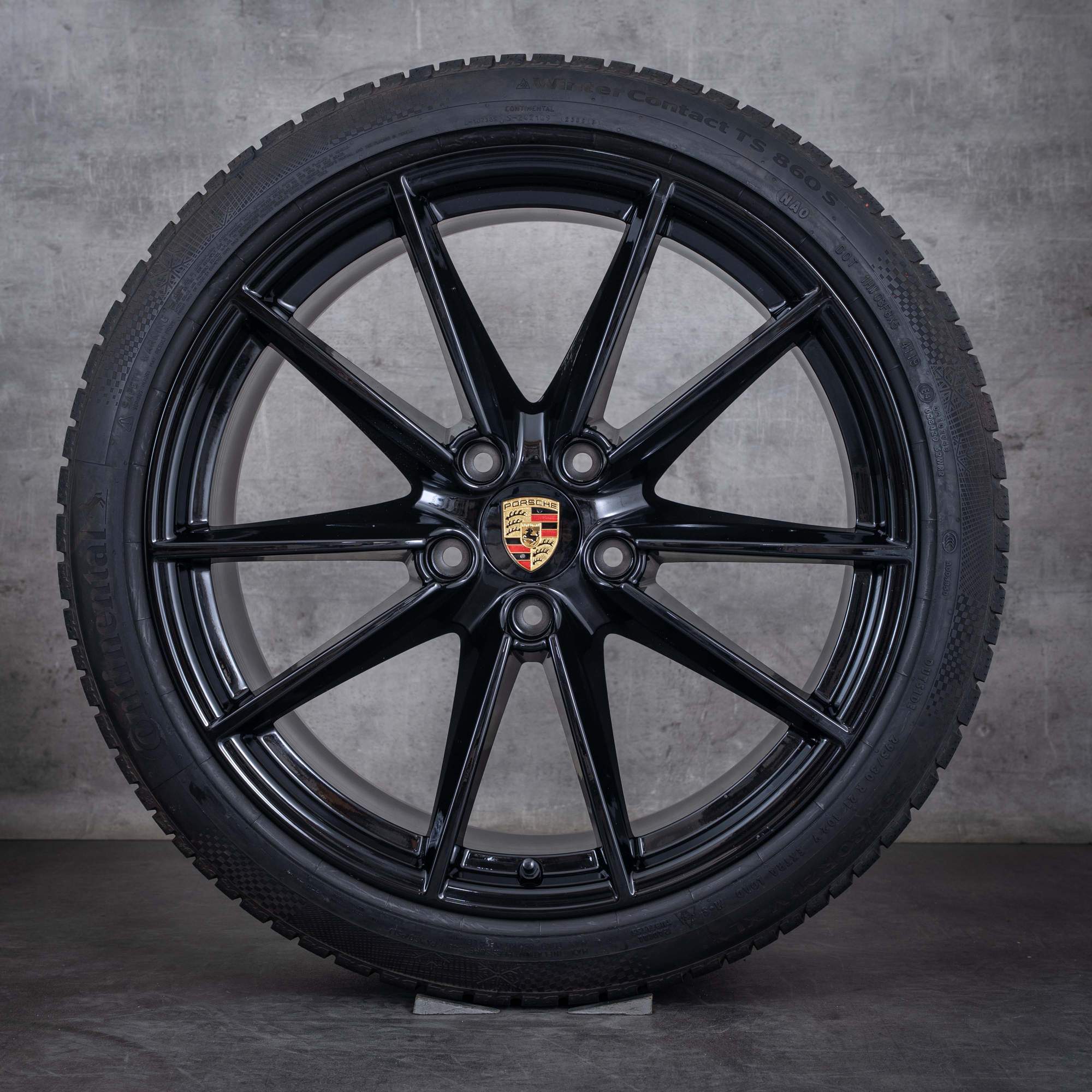 Oryginalne koła zimowe Porsche 992 I 20 21 cali felgi Carrera S 992601025C 992601025E czarny błyszczący