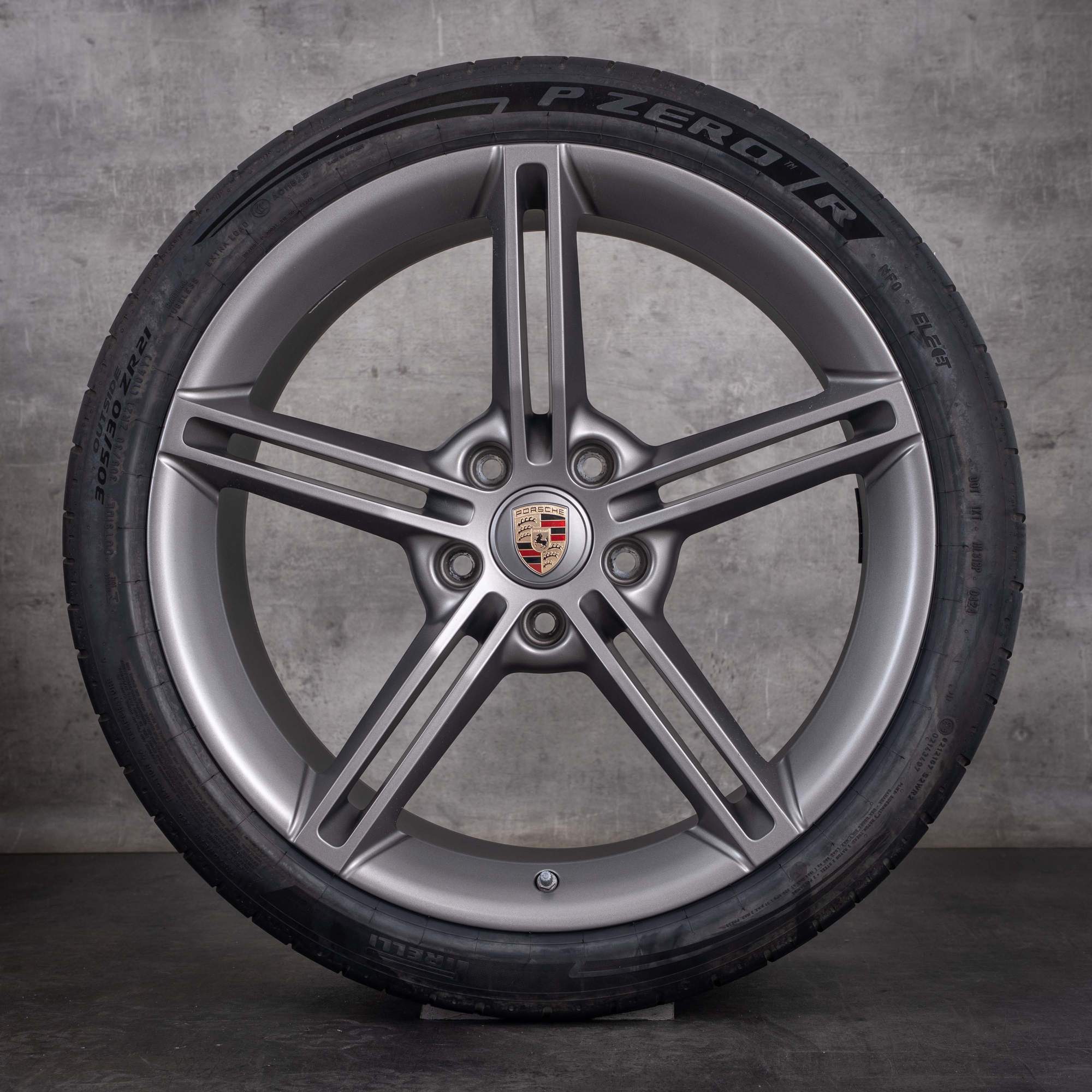 Original Porsche Taycan Felgen 21 Zoll 9J1 GTS Turbo S 4S Sommerräder 9J1601025AA 9J1601025AB platin silber matt