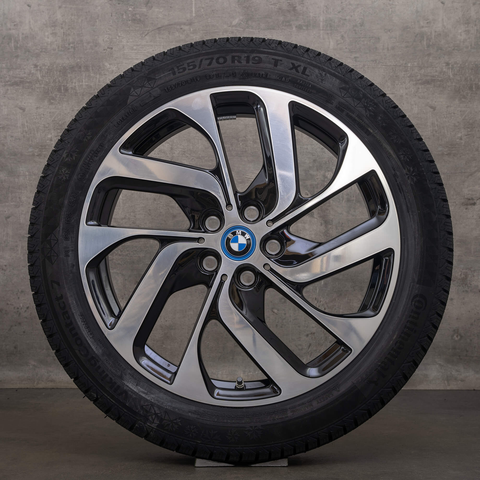 Original BMW i3 Felgen 19 Zoll I01 Winterräder 6856894 Styling 428 Turbinendesign jet black glanzgedreht NEU