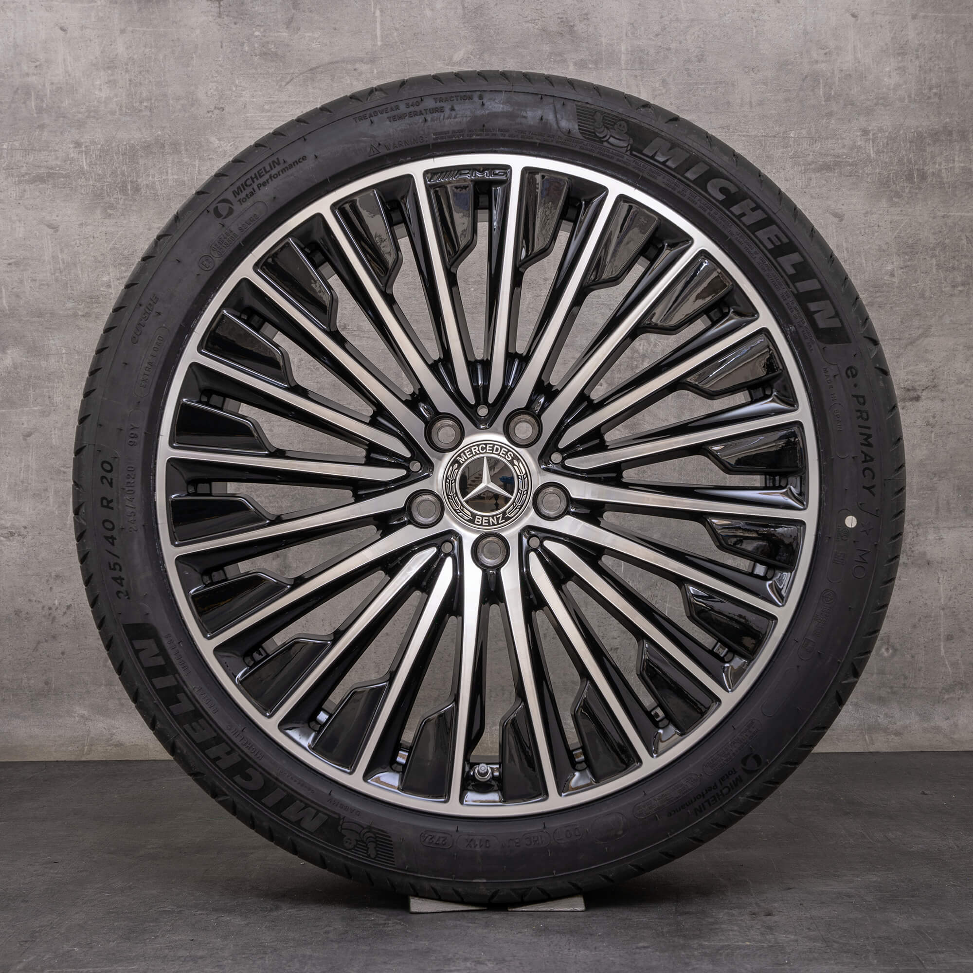 Originale Mercedes Benz E-Klasse AMG sommerhjul 20 tommer W214 S214 fælge A2144010500 A2144010600 sort blank drejet