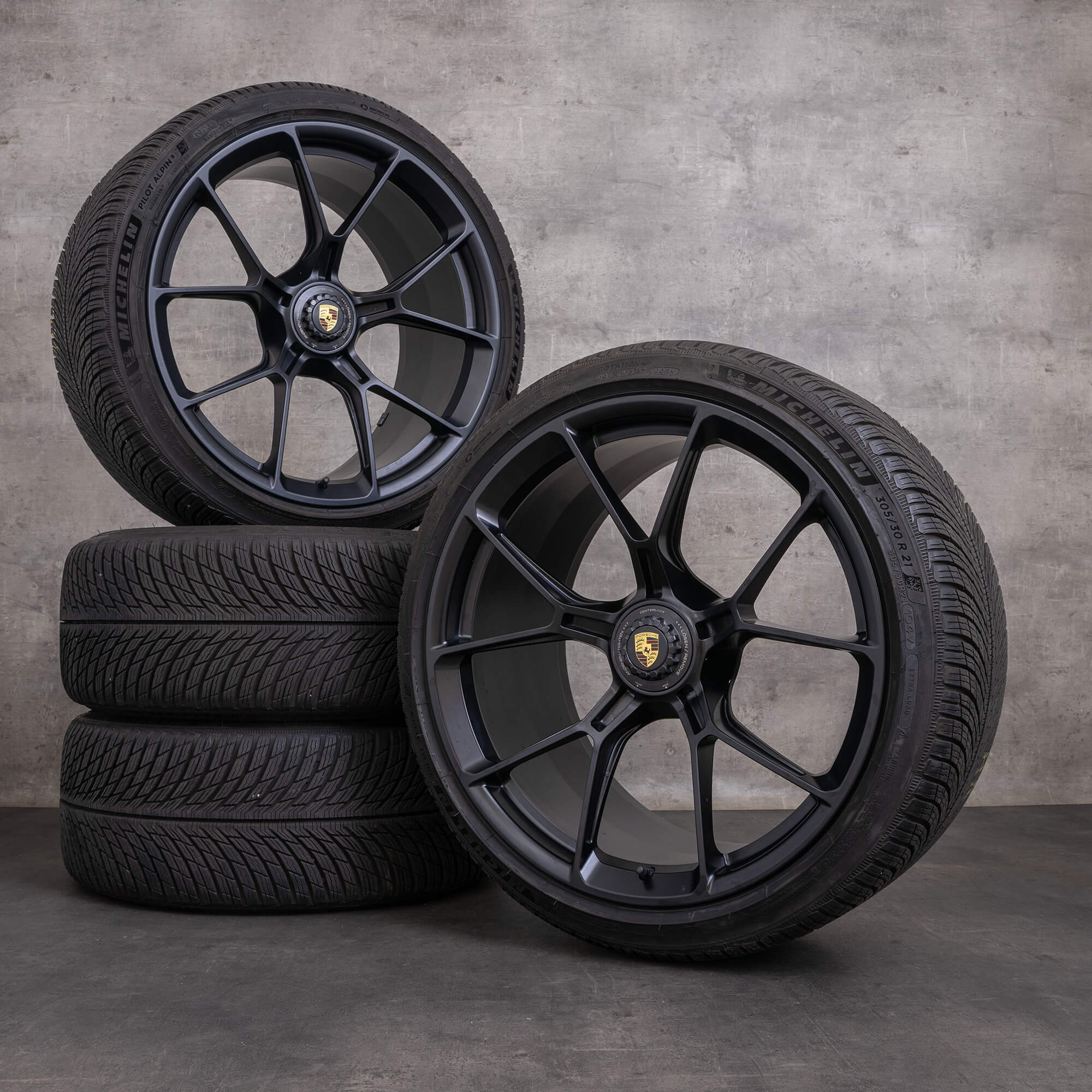 OEM Porsche 911 snow tire packages 20 21 inch 992 I GT3 & RS Rims 9GT601025B 9GT601025C black matt