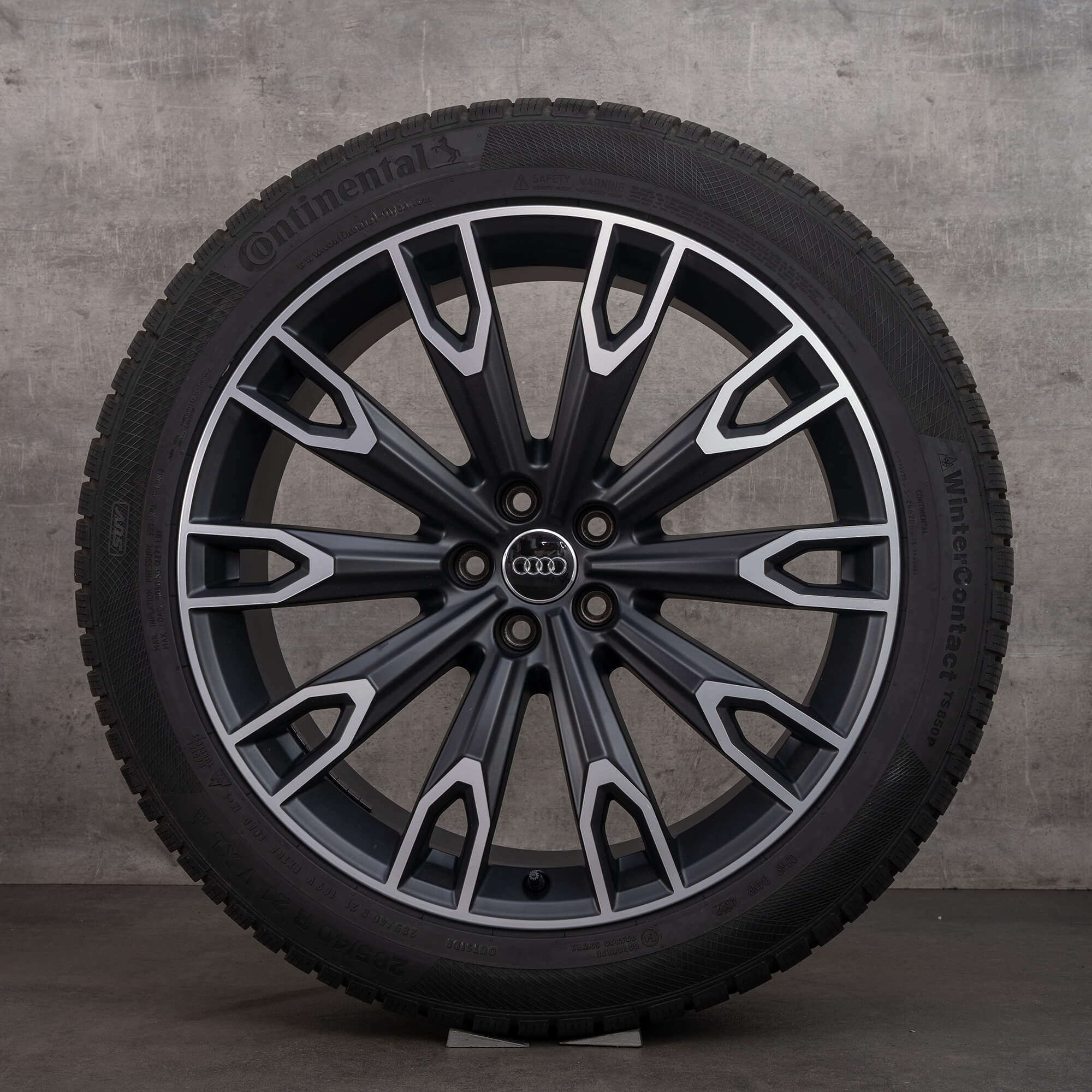 Oryginał Audi Q7 SQ7 koła zimowe 21 cali 4M felgi Talea Design 4M0071491 czarne satynowe Polerowane