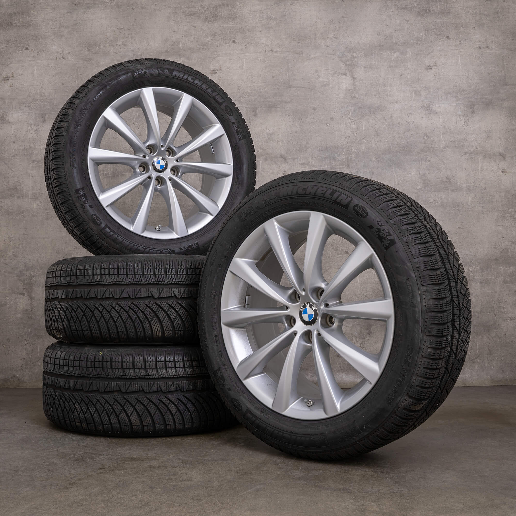 Original BMW 5-serie 8-serie vinterhjul 18 tommer G30 G31 G14 G15 G16 fælge styling 642 6867338 sølv