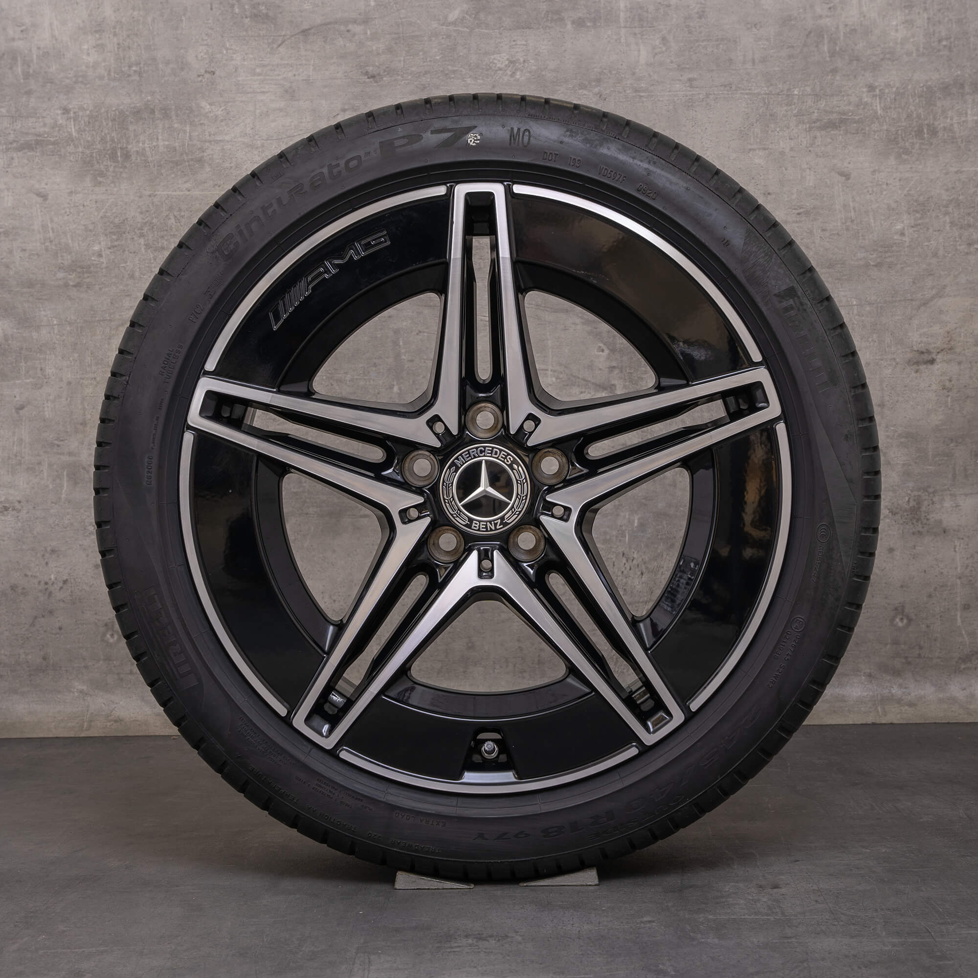 OEM Mercedes Benz C-Class rims 18 inch AMG W206 S206 summer wheels A2064011700 A2064011800 black glossy turned