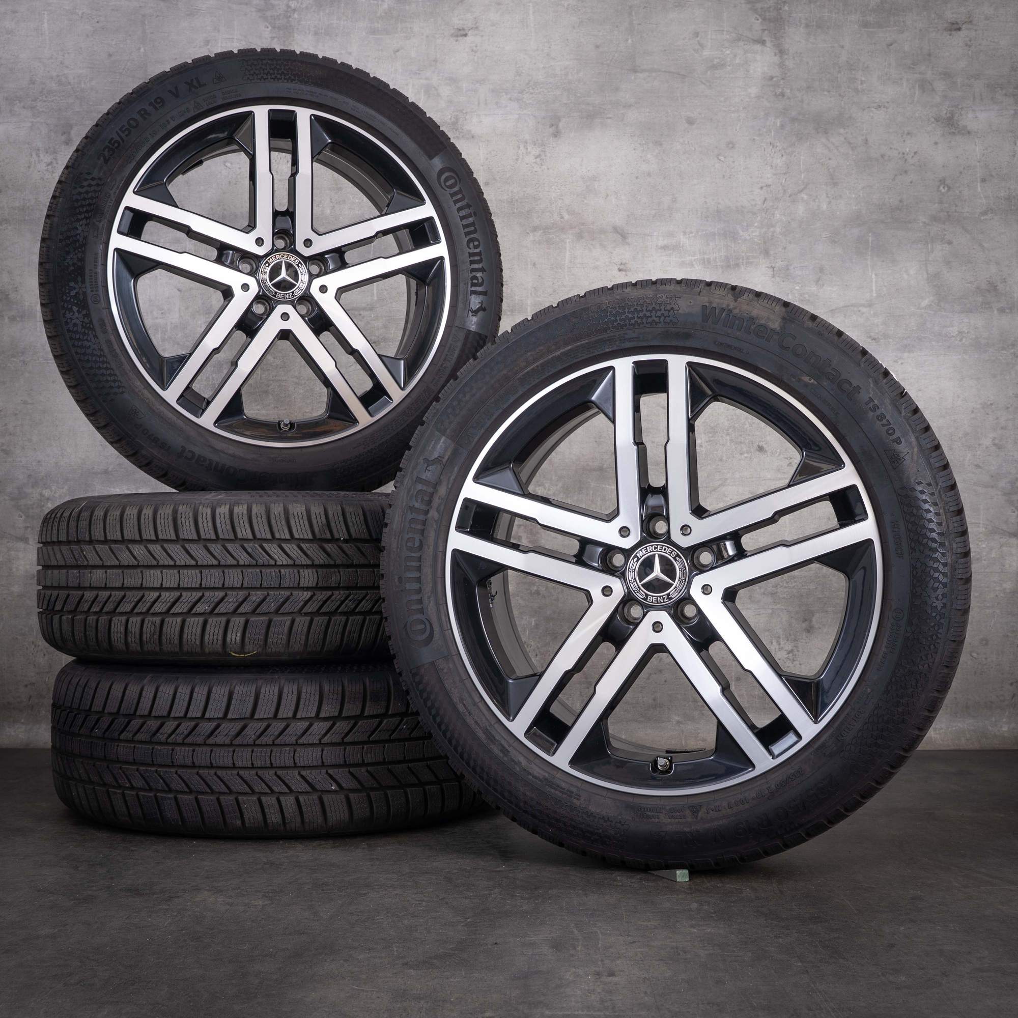 Jante originale Mercedes-Benz GLA GLB roți de iarnă 19 inci H247 X247 A2474013900 negre diamantate la față