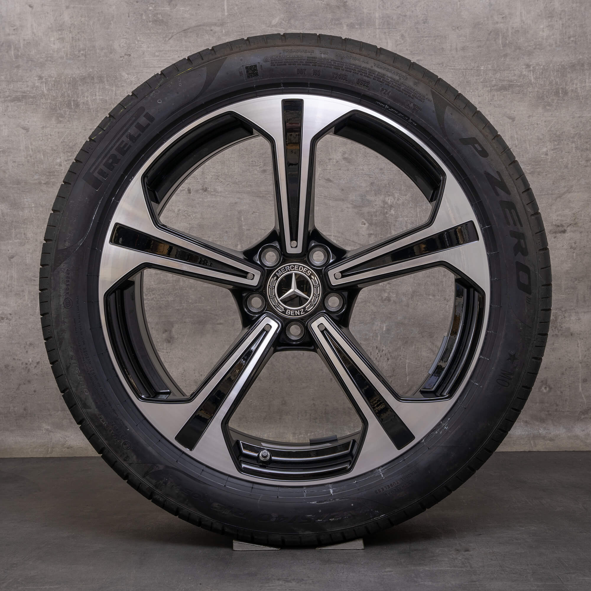 Originale Mercedes Benz E-Klasse hjul 19 tommer W214 S214 Sommerrder A2144013600 A2144013700 sort blank drejet