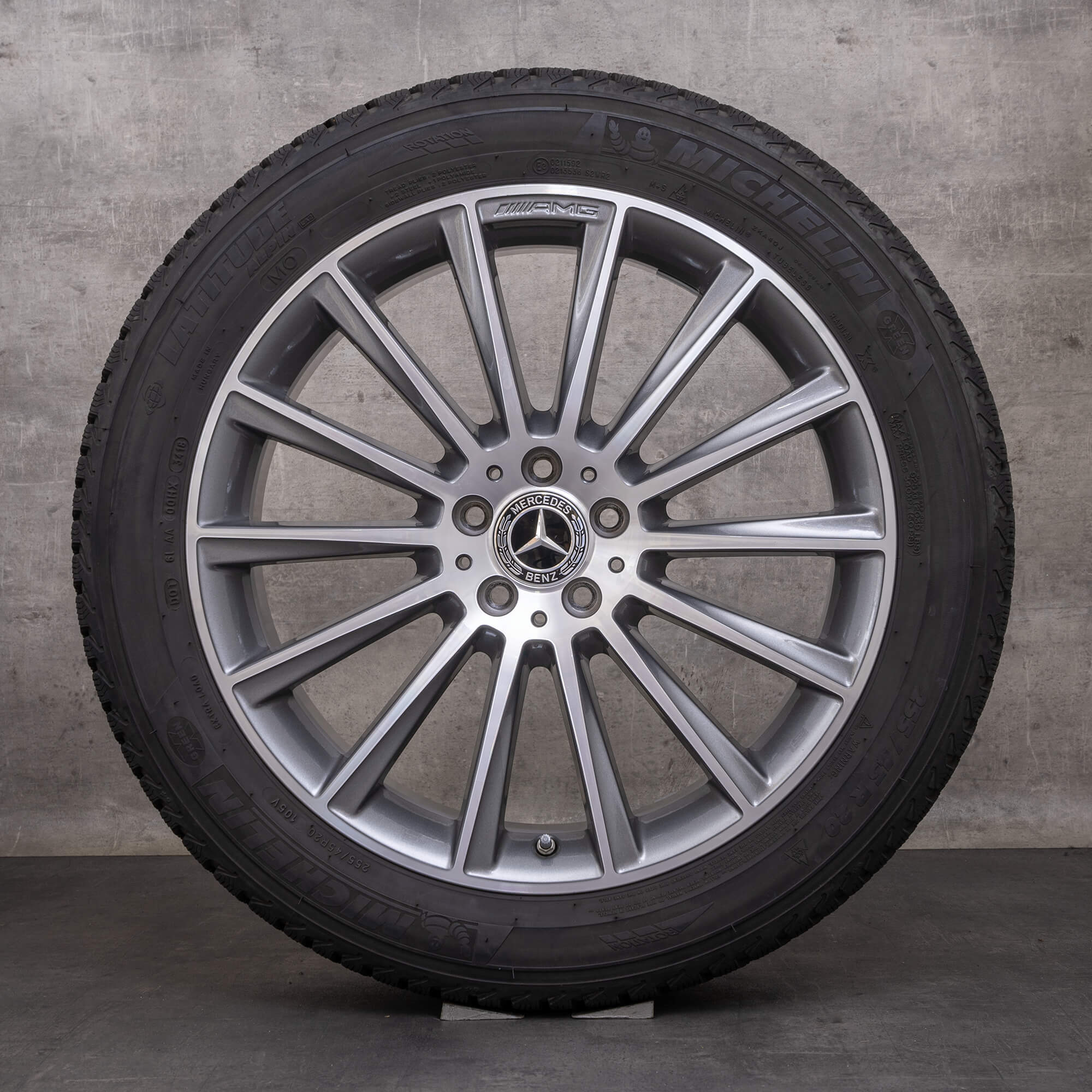 Oryginalne koła zimowe Mercedes Benz GLC AMG 20 cali X253 C253 felgi A2534011900 himalaya szary polerowane