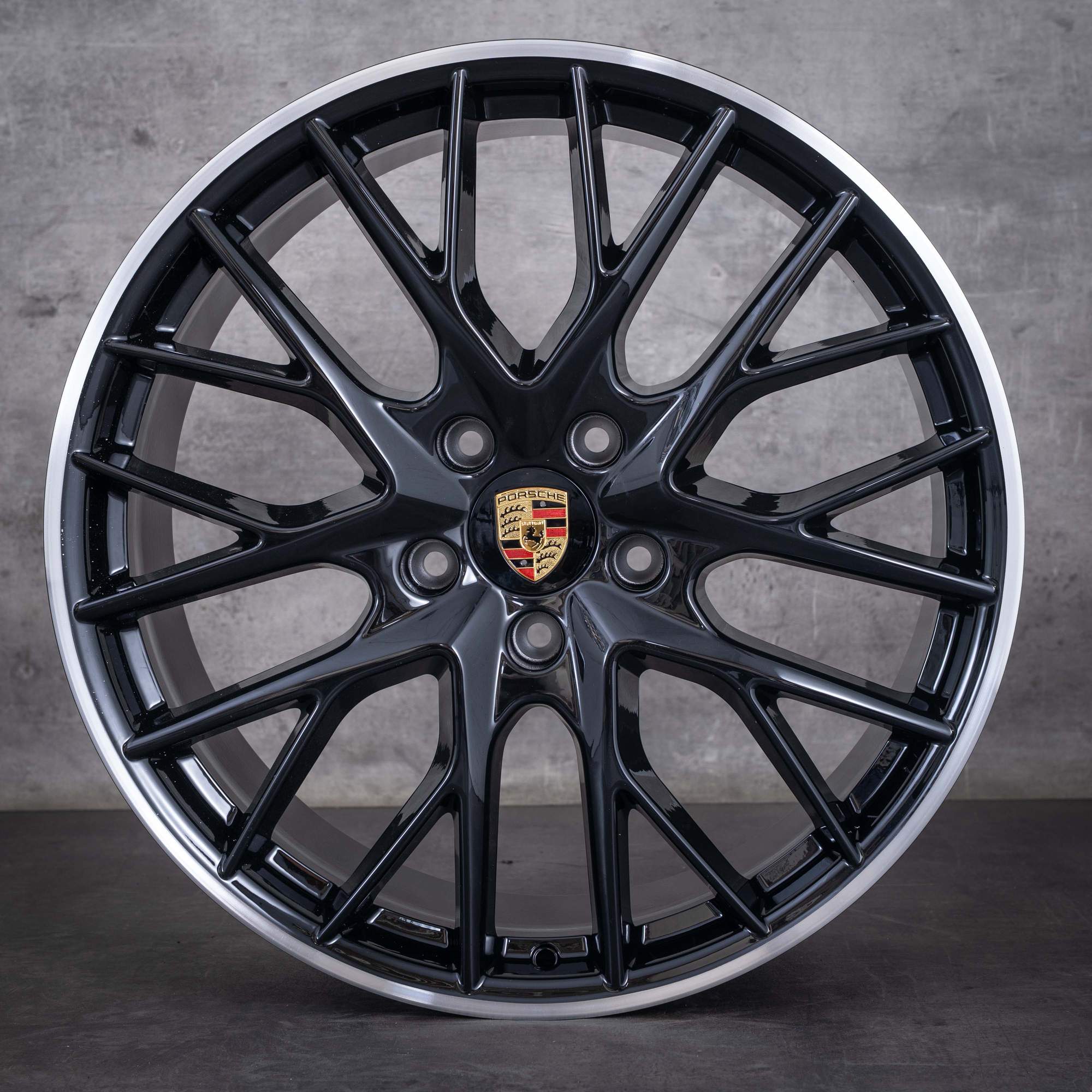 Originale Porsche Panamera vinterhjul 21 tommer 971 G2-felger 971601025D 971698025A svart kant frontpolert NYE - hjul 3 av 4