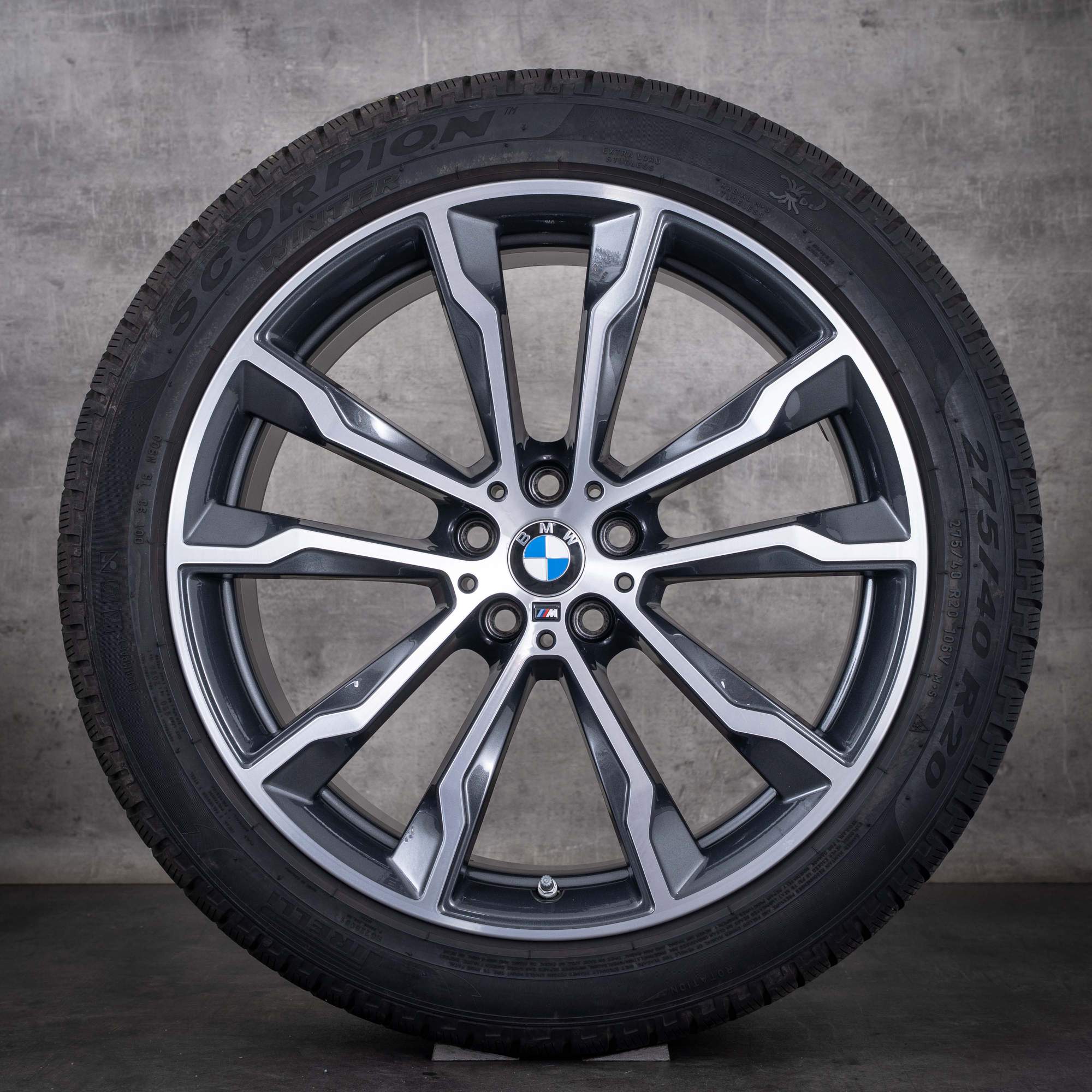 Orijinal BMW X3 X4 kış lastikleri 20 inç G01 G02 jantlar Styling 699 M 8010265 8010269 himalaya grey elmas kesim