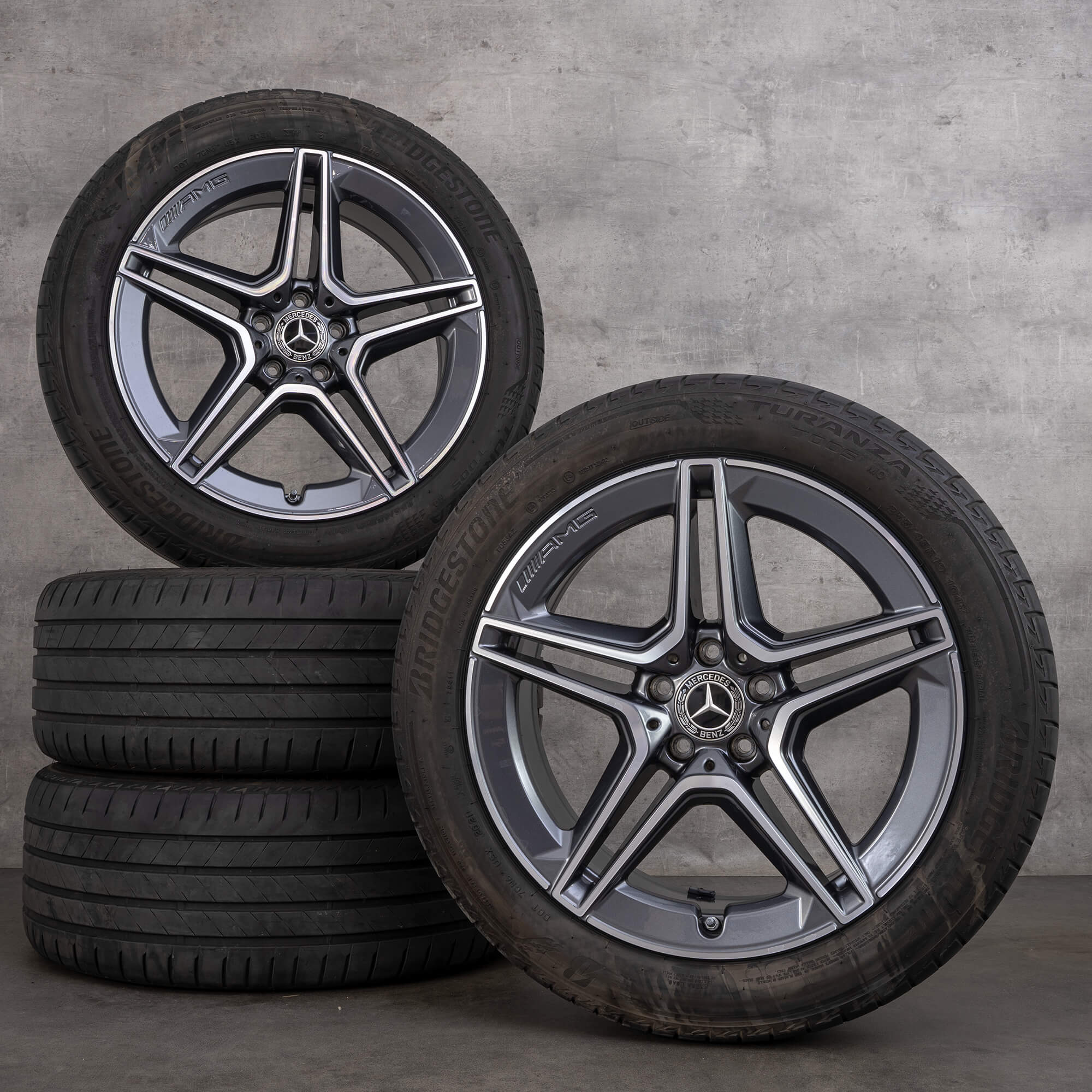Jante originale Mercedes-Benz Clasa S AMG de 19 inci W223 V223 pentru anvelope vară A2234011300, culoare himalaya grey, diamantate