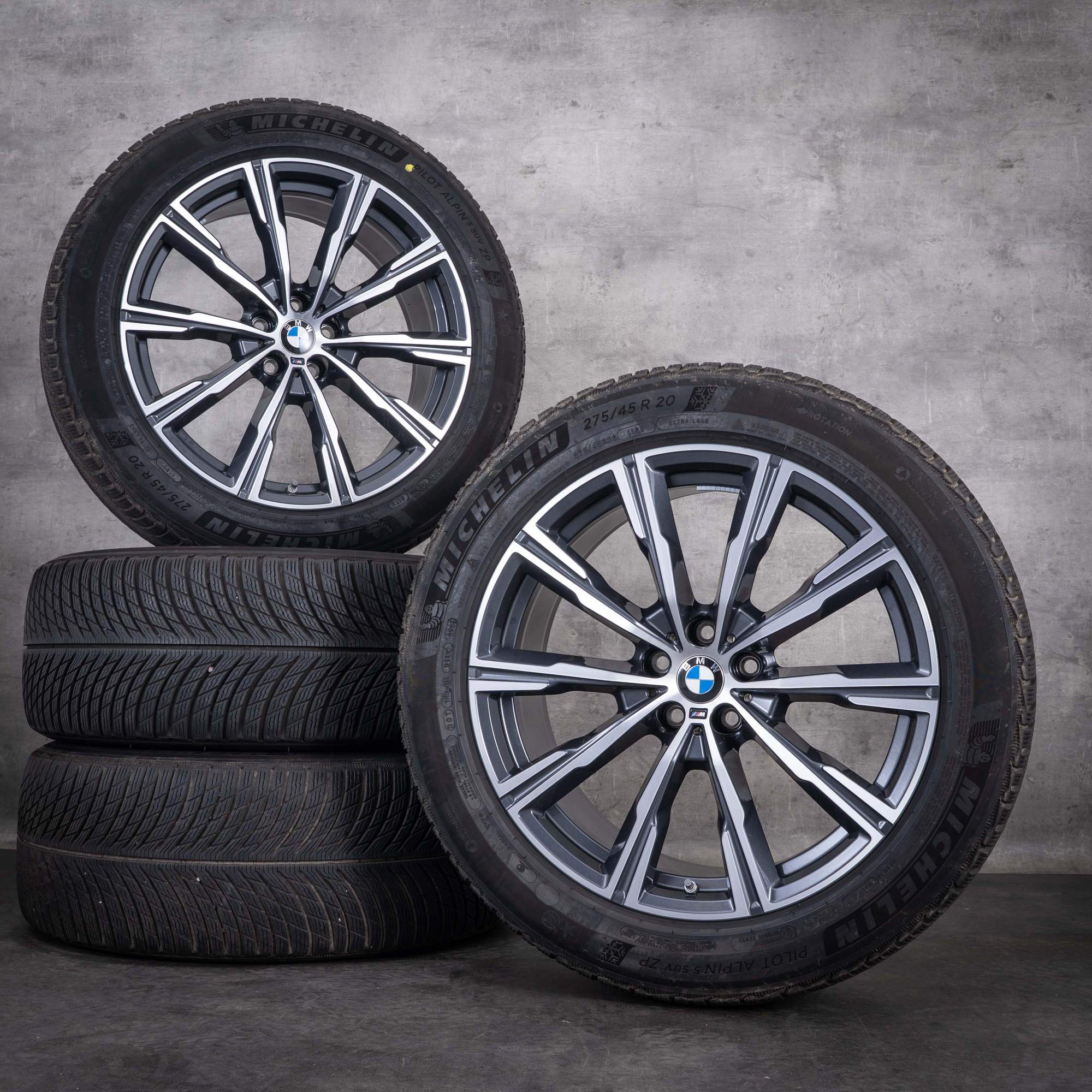 Ruote invernali originali BMW X5 X6 da 20 pollici G05 G06 modello Styling 740 M codice 8071996 colore Orbit Grey finitura diamantata