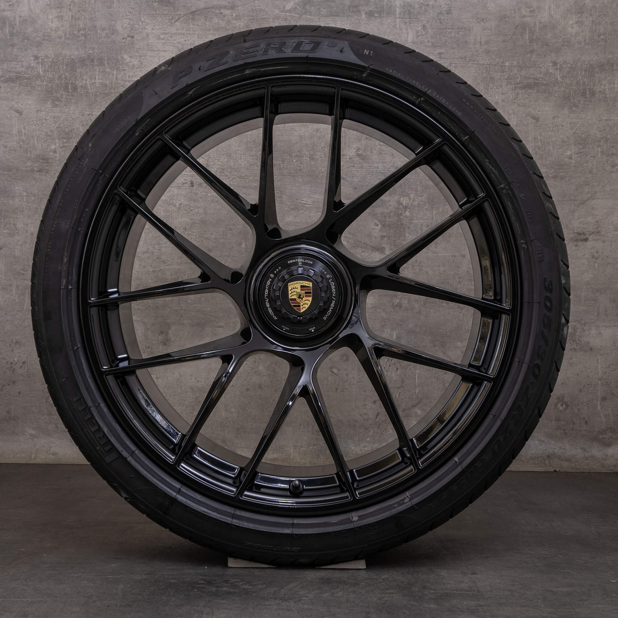 Originale Porsche 911 fælge 20 tommer 991 II Turbo S sommerdæk 99136272100 99136277100 sort blank