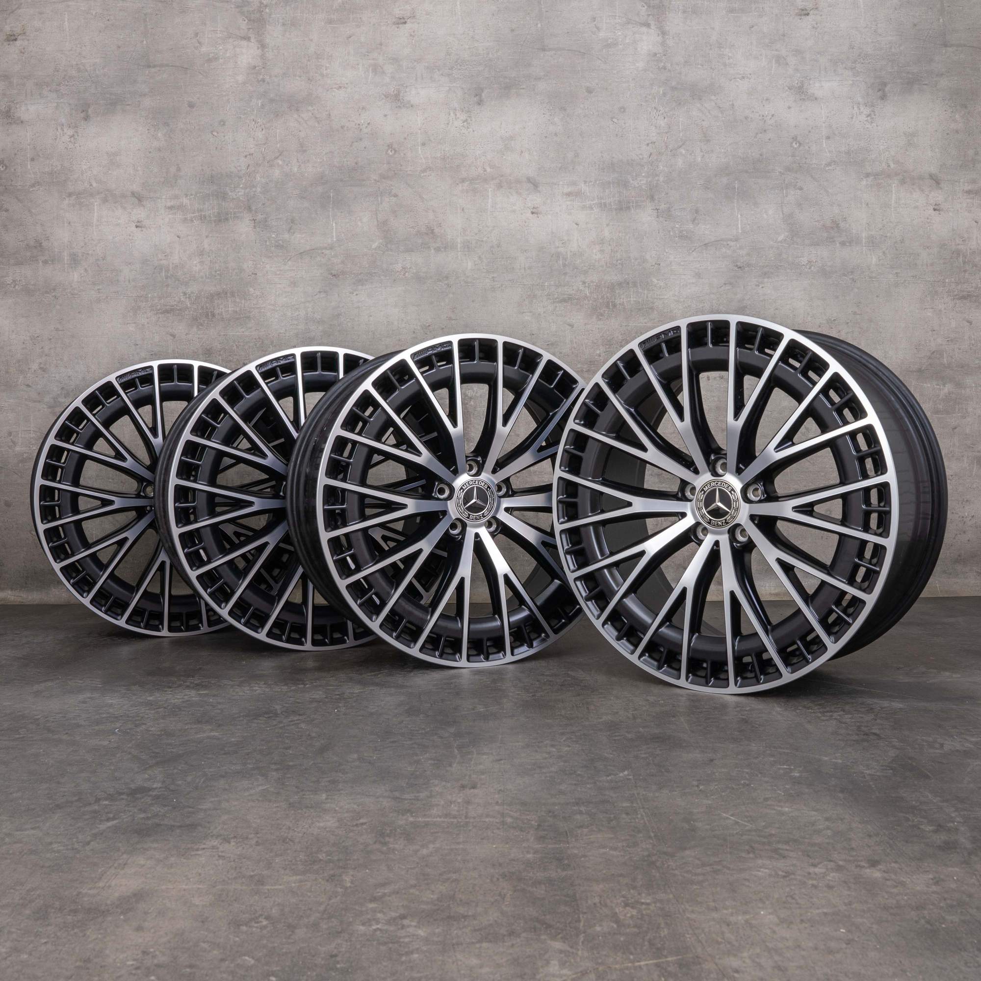Alkuperäiset Mercedes Benz EQE 43 53 AMG -vanteet 21 tuuman V295 4Matic A2954012900 A2954013000 mustat mattapintaiset Kiillotetut vanteet.