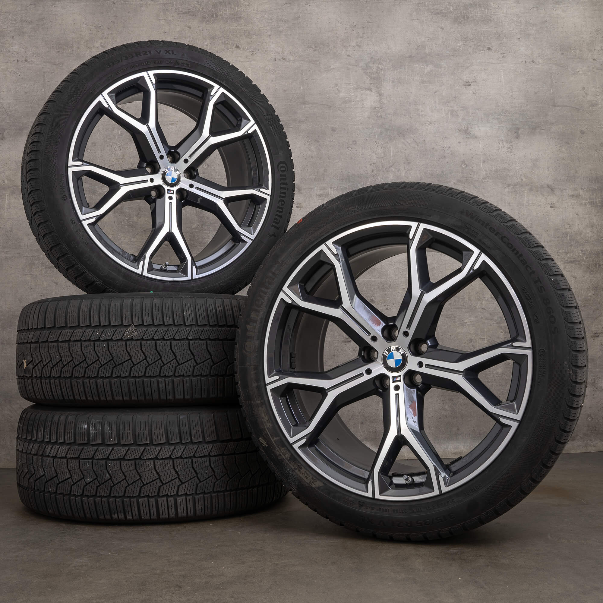 Oryginał BMW X5 X6 felgi 21 cali G05 G06 koła letnie stylizacja 741 M 8071998 8071999 orbit szary polerowane NOWOŚĆ