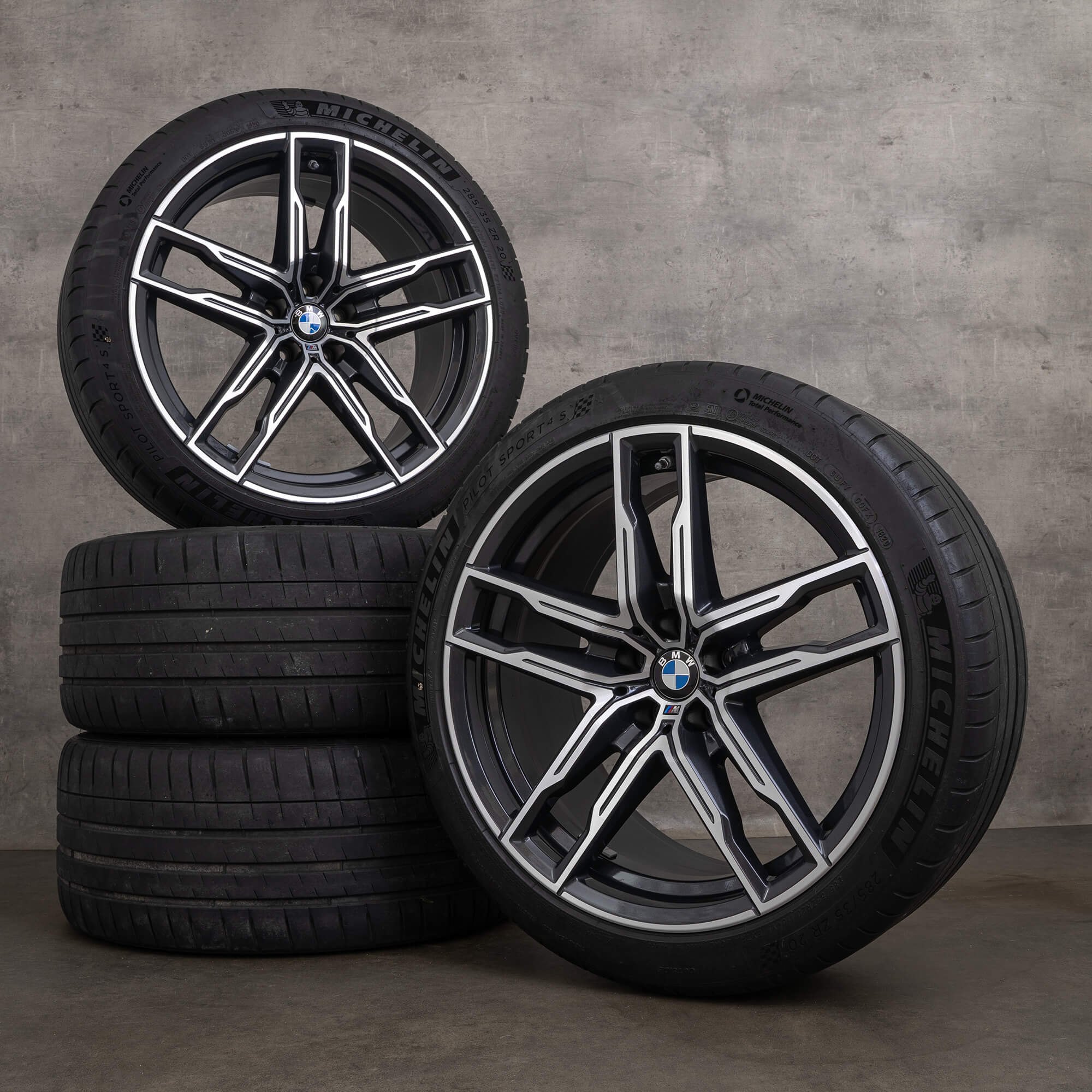 Original BMW M5 M8 Felgen 20 Zoll F90 F91 F92 F93 Gran Coupe Sommerräder Styling 810 M 8089562 8089563 orbit grey glanzgedreht