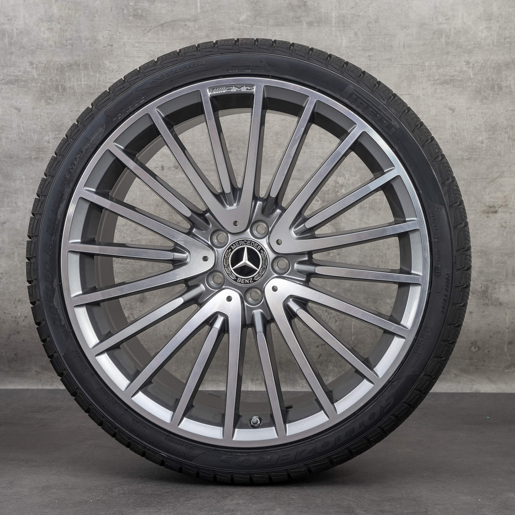 Oryginalne koła zimowe Mercedes Benz Klasa S 21 cali W223 X223 felgi A2234011700 A2534011800 himalaya szare polerowane NOWE