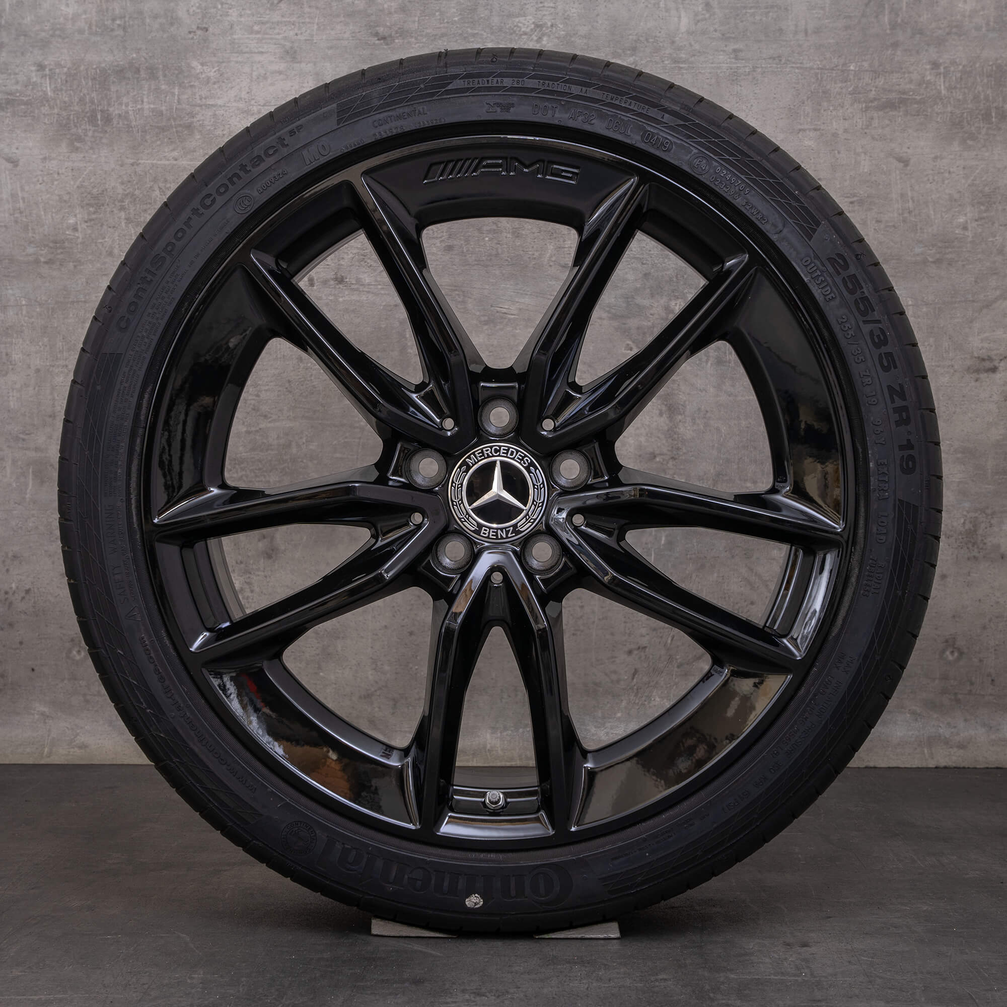 Oryginał Mercedes Benz Klasa C C43 AMG felgi 19 cali W205 S205 C205 A205 koła letnie A2054010701 A2054010801 czarny błyszczący