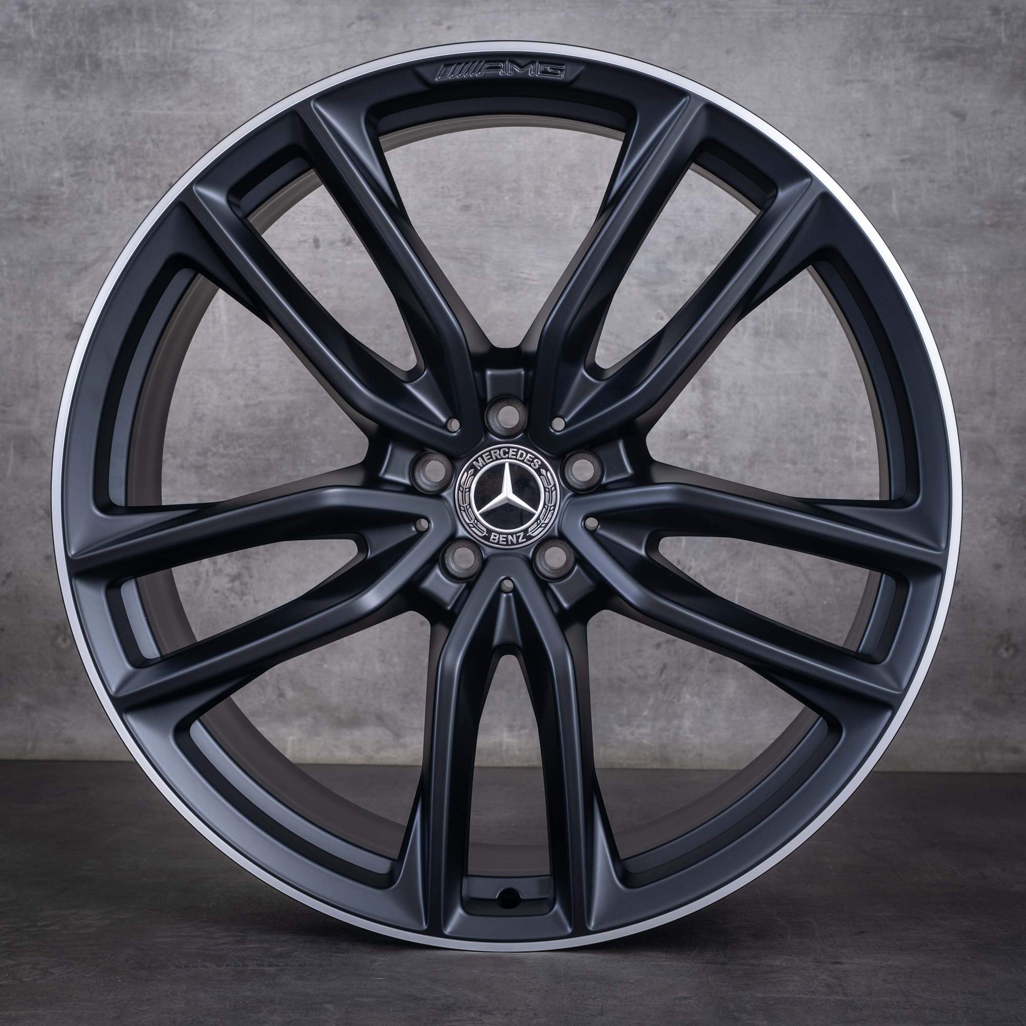 Original Mercedes-Benz GL GLS AMG-fälgar 23 tum X167 A1674017700 A1674017800 svarta matt kant frontpolerad NYA