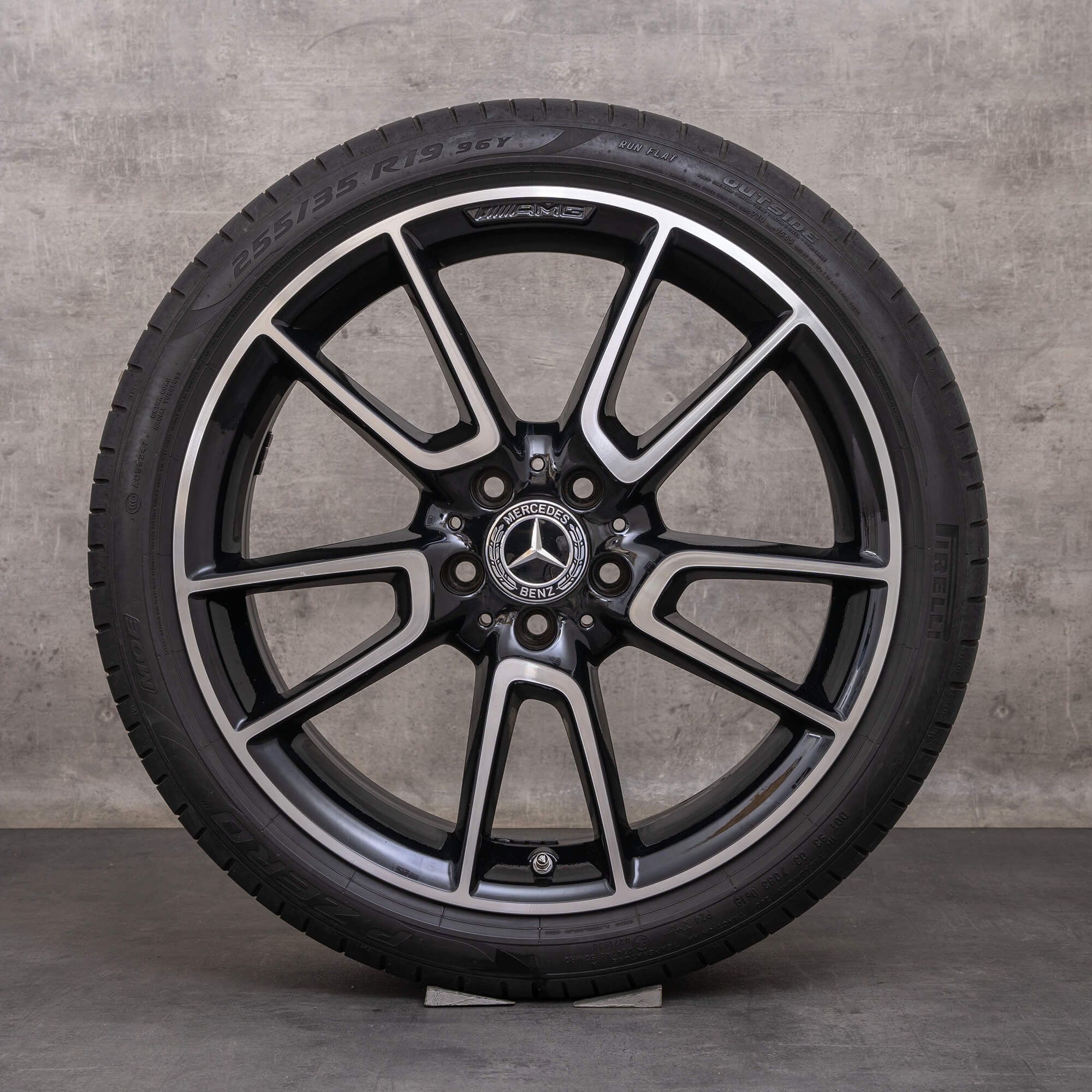 Originale Mercedes Benz C-Klasse C43 AMG fælge 19 tommer W205 S205 C205 A205 sommerhjul A2054014900 A2054016500 sort blank drejet