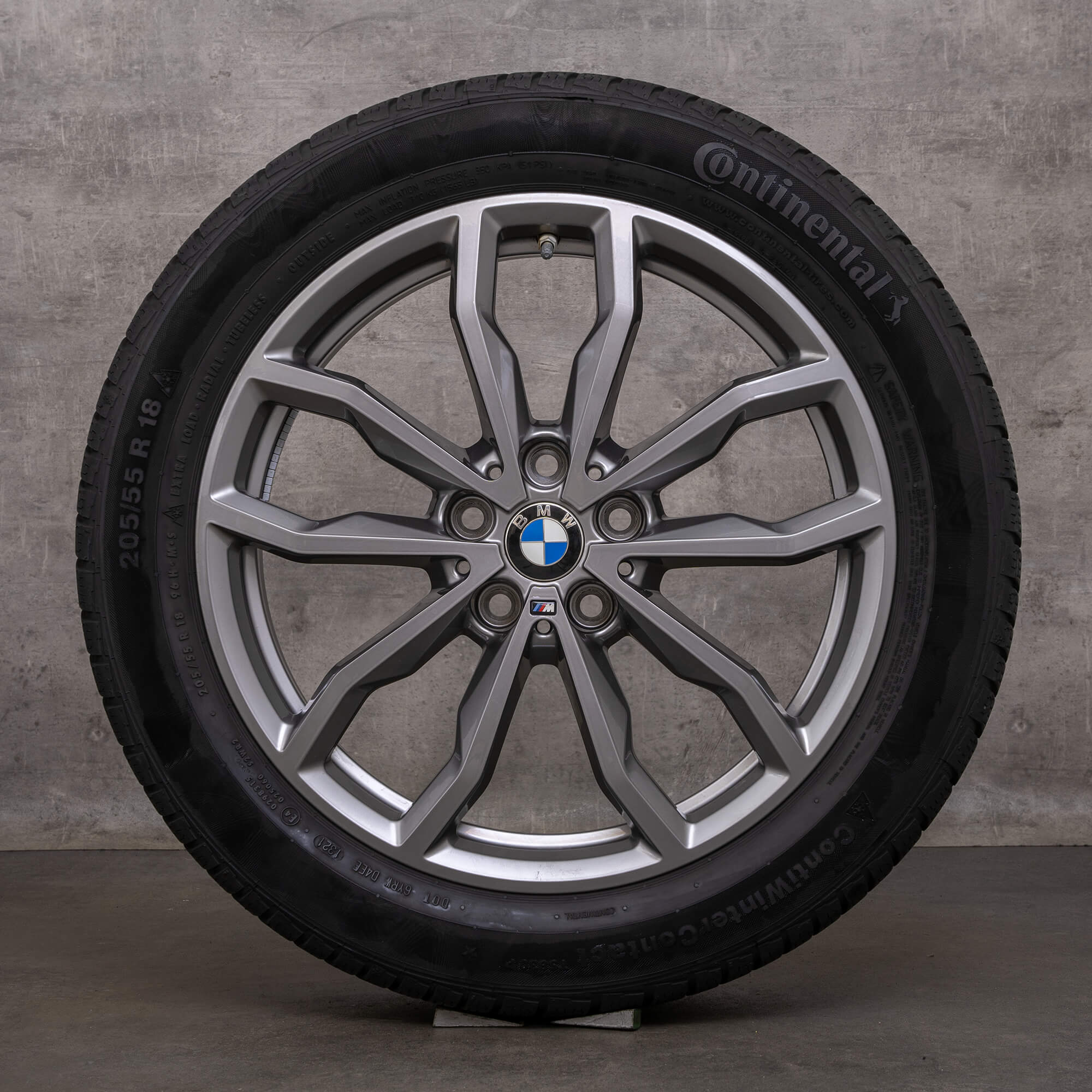 Original BMW X1 X2 vinterhjul 18-tommers F48 F39 felger styling 771 M 6877550 jerngrå
