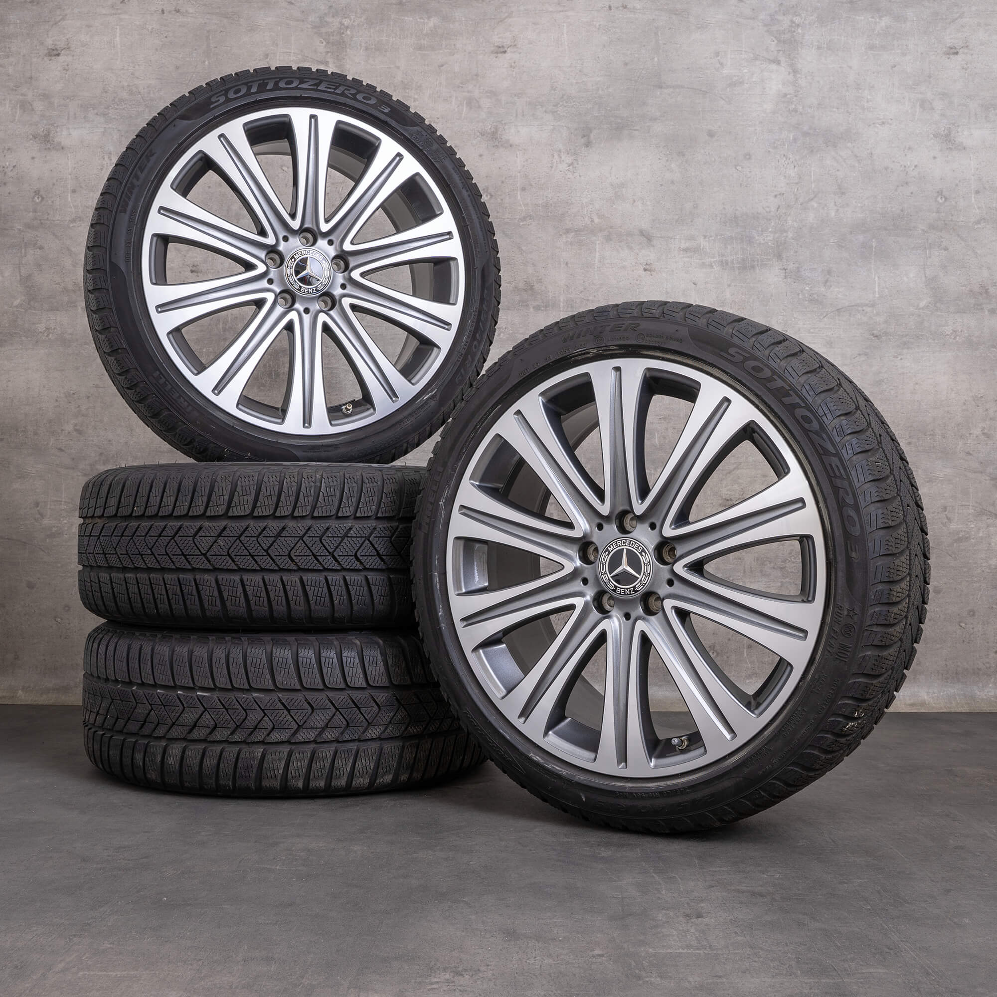 Llantas de invierno originales Mercedes Benz Clase E 19 pulgadas W213 S213 C238 A238 llantas A2134010500 gris himalaya torneado brillante