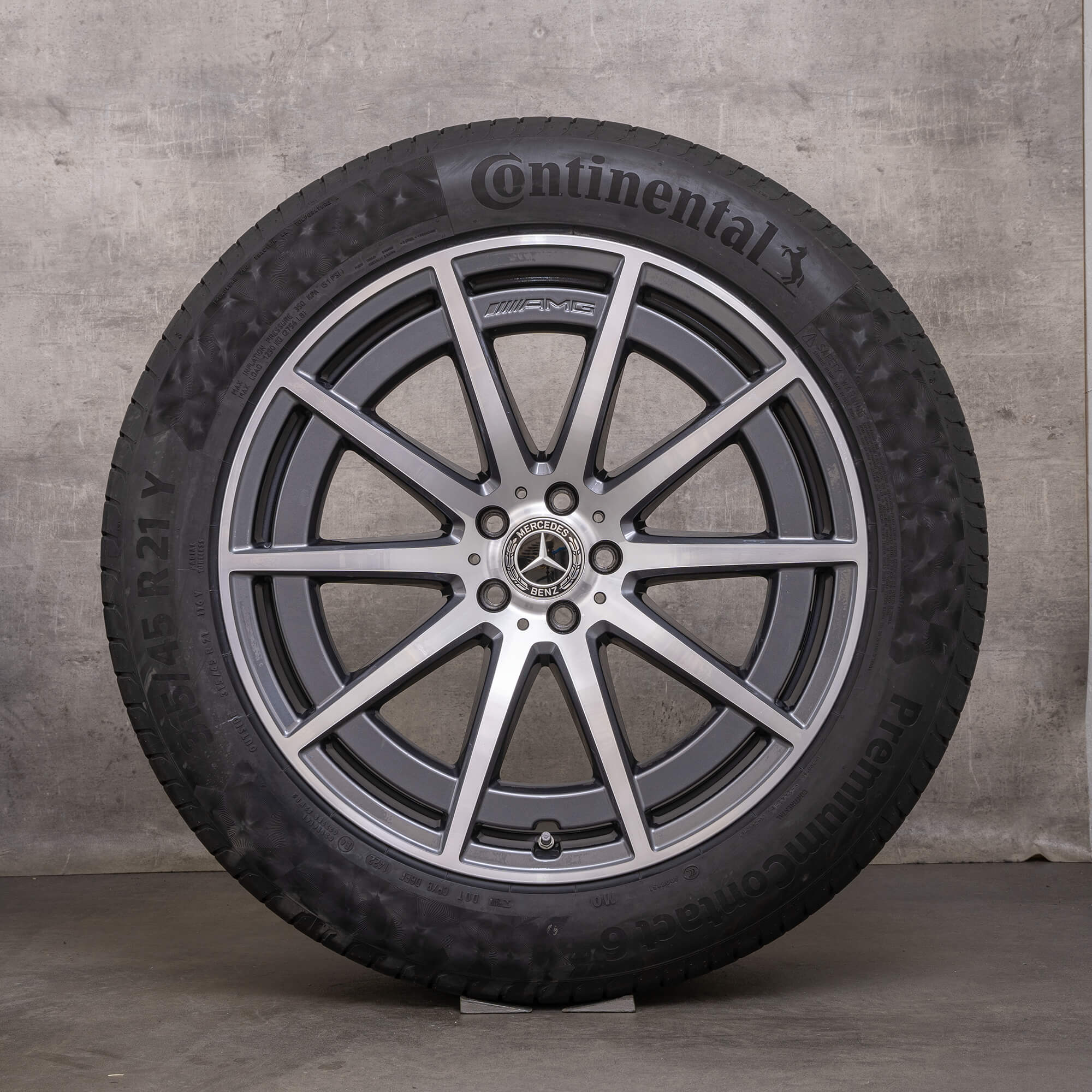 Ekte Mercedes Benz GLS 63 AMG felger 21-tommers X167 sommerhjul A1674018100 A1674018200 himalaya grå blank dreid
