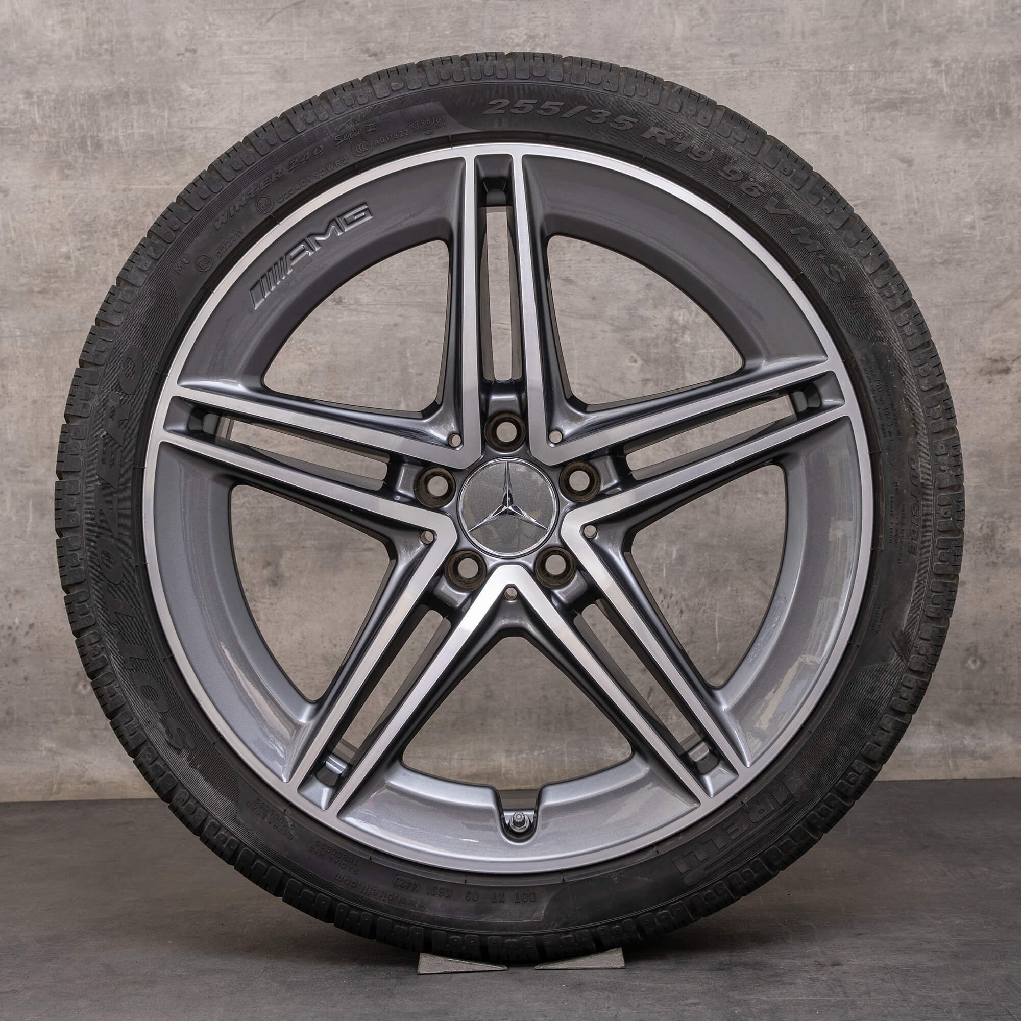 Originale Mercedes Benz C-Klasse C63 & S AMG vinterhjul 19 tommer C205 A205 fælge A2054012001 A2054012101 himalaya grey gloss turned