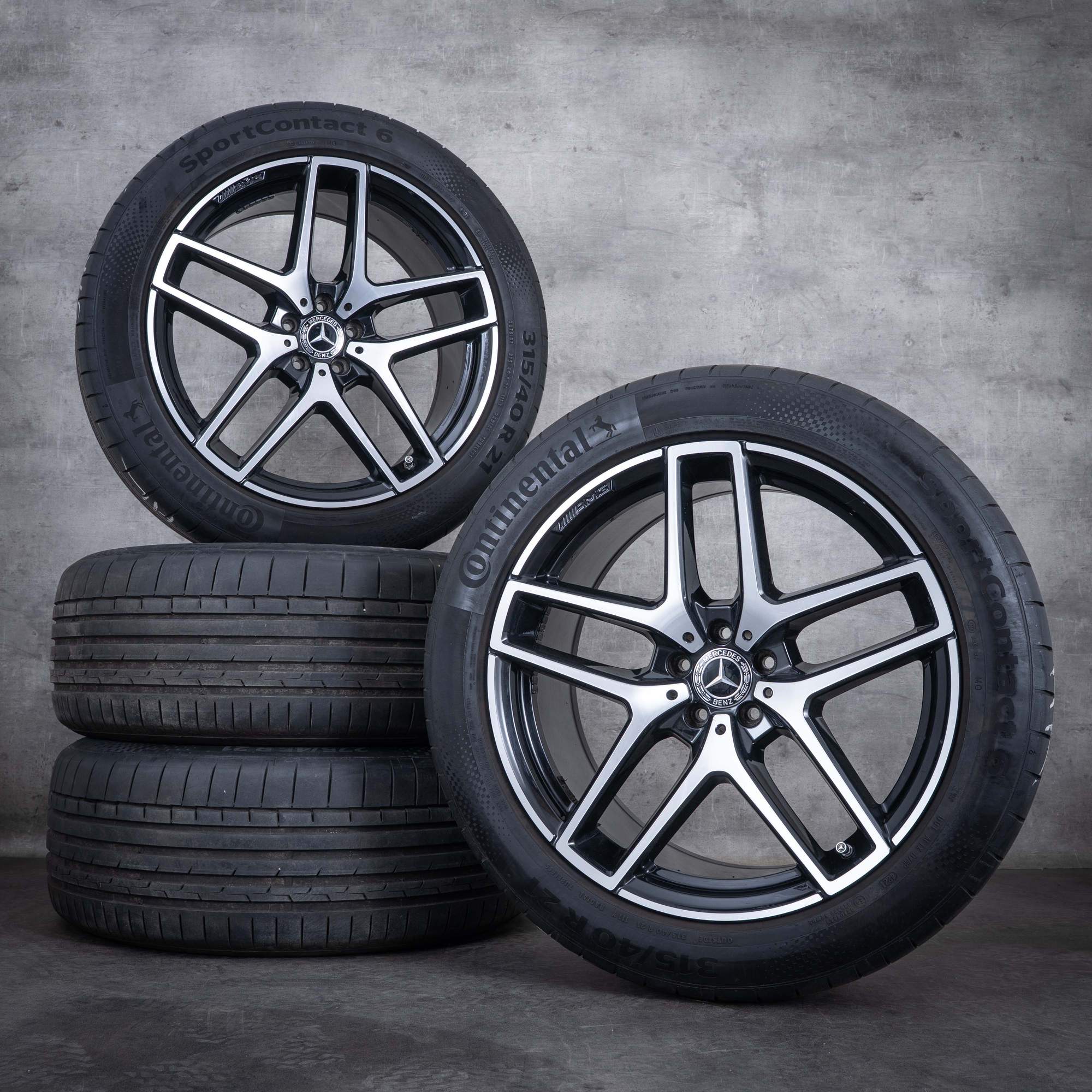 Originale Mercedes Benz GLE & 43 63 S AMG cerchi 21 pollici C292 estate A2924012900 A2924011700 nero lucidato frontalmente