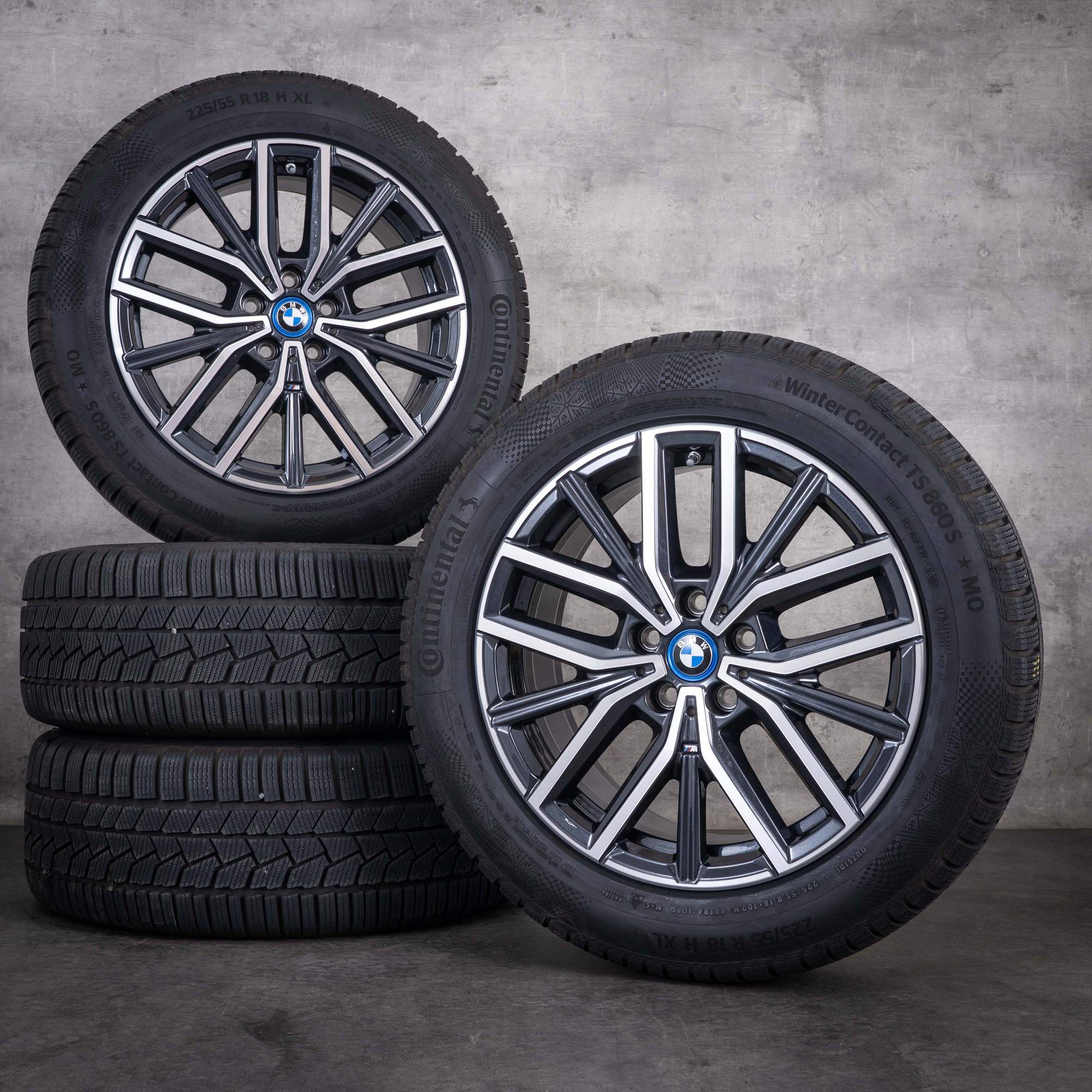 Original BMW X1 iX1 X2 iX2 Winterräder 18 Zoll U11 U10 Felgen Styling 838 M 6891179 midnight grey glanzgedreht