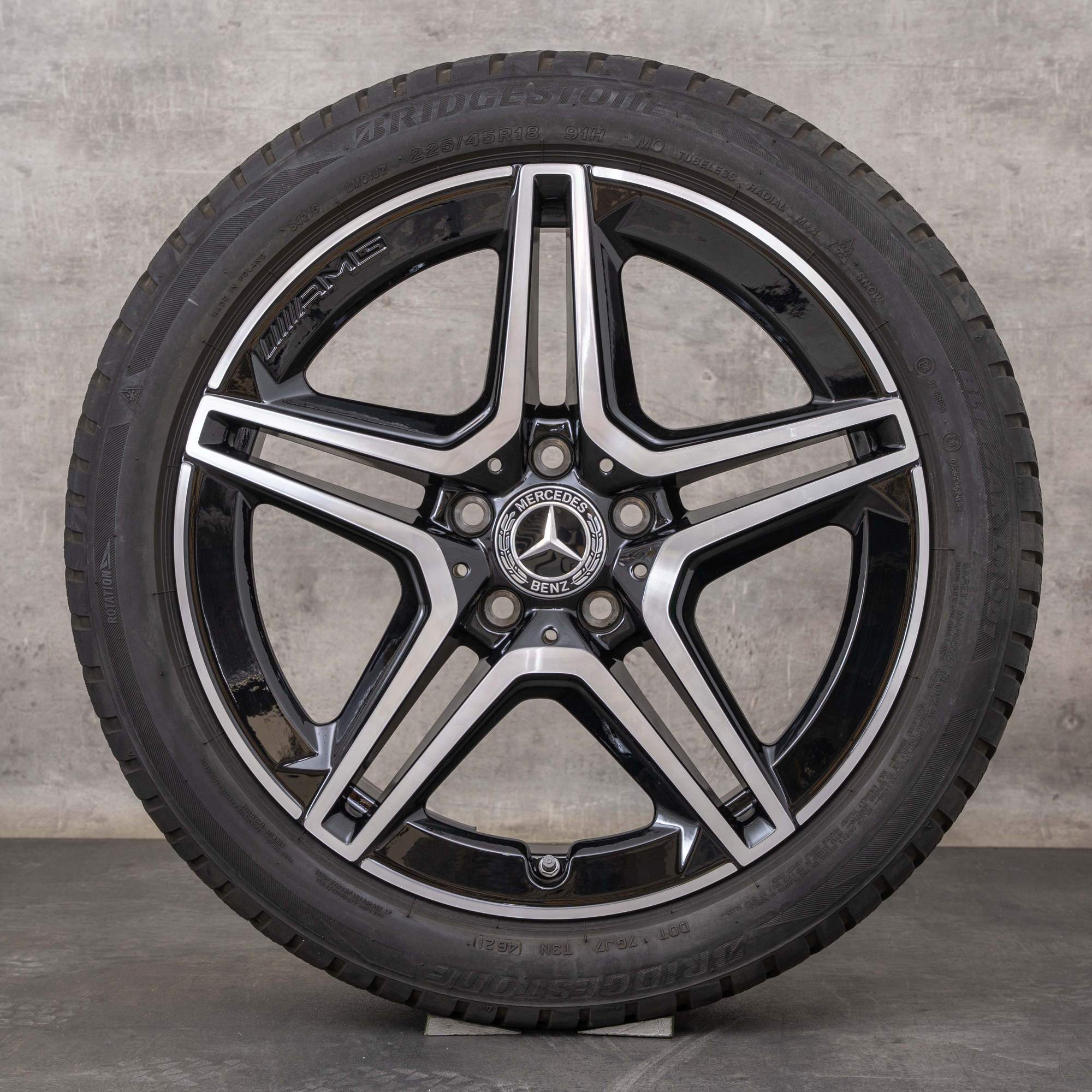 Oryginał Mercedes Benz Klasa B CLA AMG koła zimowe 18 cali W177 V177 W247 X118 C118 Felgi A1774011500 czarne Polerowane