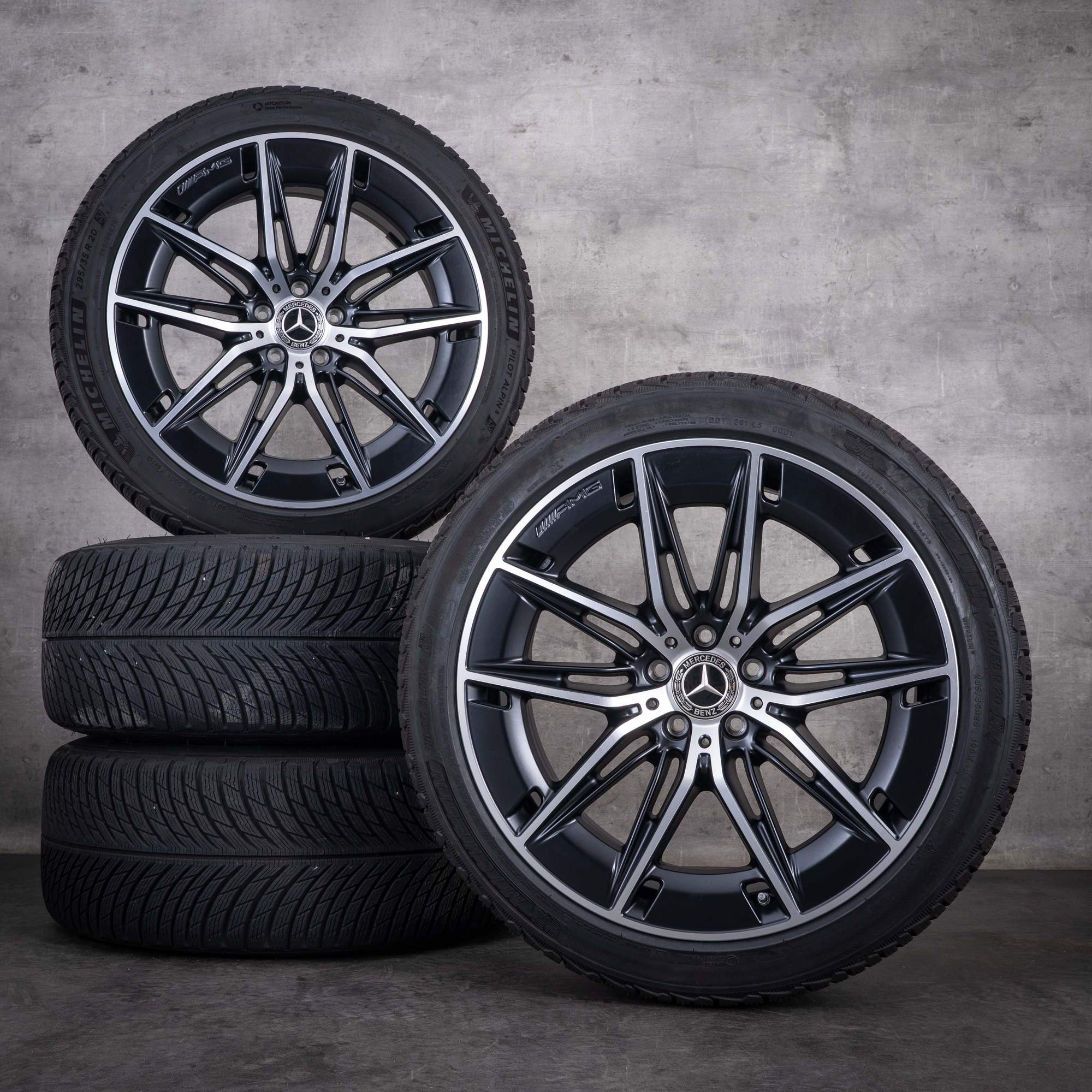 Original Mercedes Benz E-Klasse E53 AMG Winterräder 20 Zoll W214 S214 Felgen A2144011100 A2144011200 schwarz matt glanzgedreht