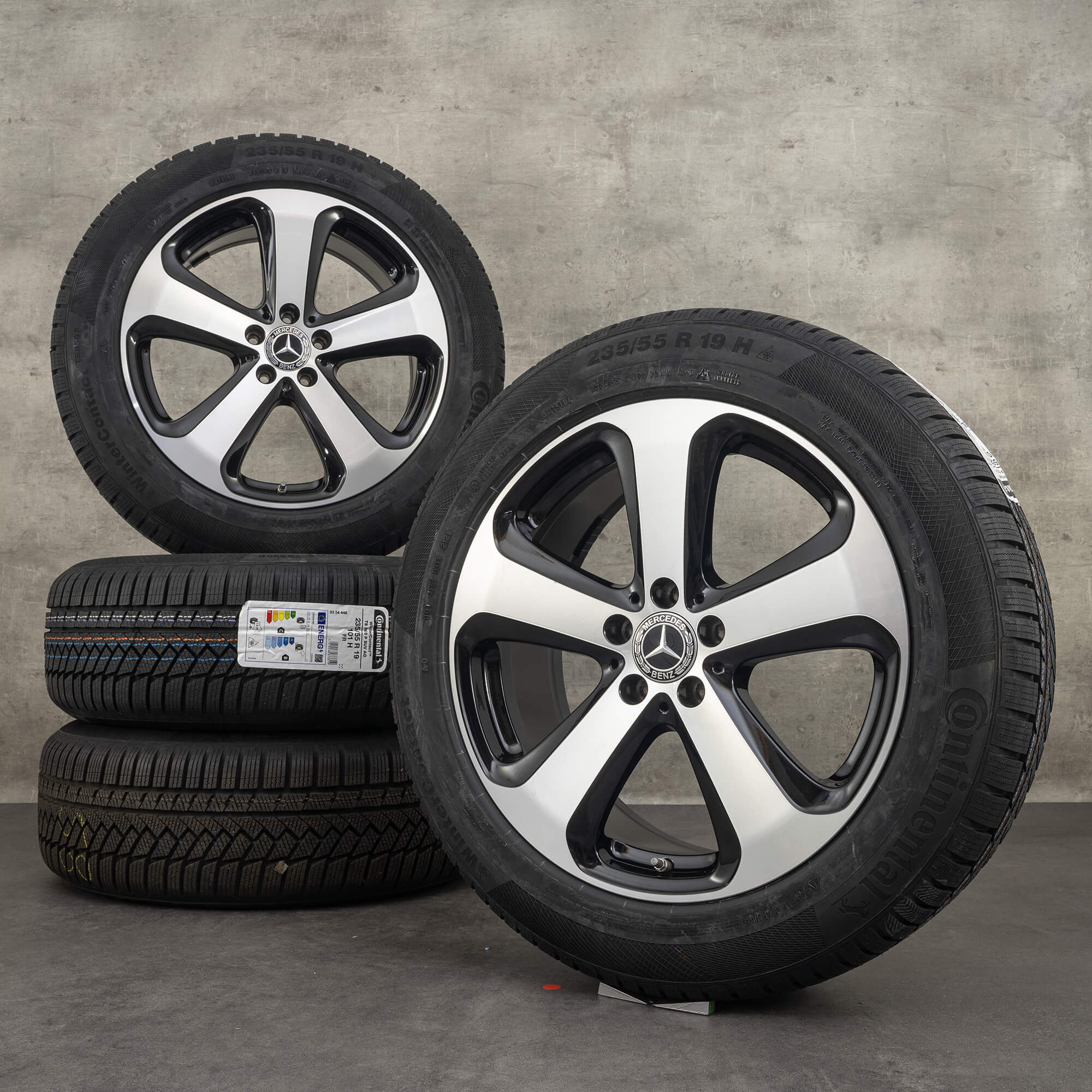 Alkuperäiset Mercedes Benz GLC & 43 AMG talvirenkaat 19 tuuman X253 C253 vanteet A2534011000 musta kiillotettu käännetty