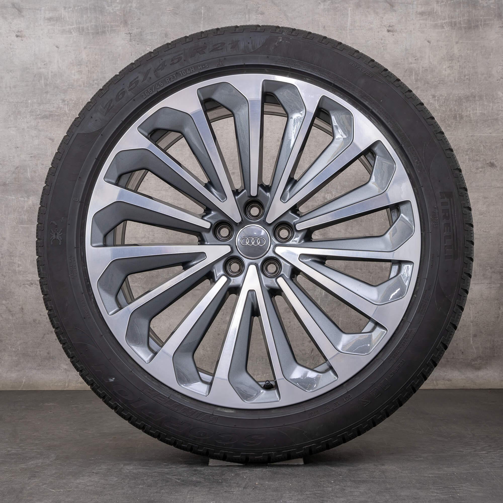 OEM Audi Q8 e-tron snow tire packages 21 inch GE rims 4KE601025G titan glossy turned
