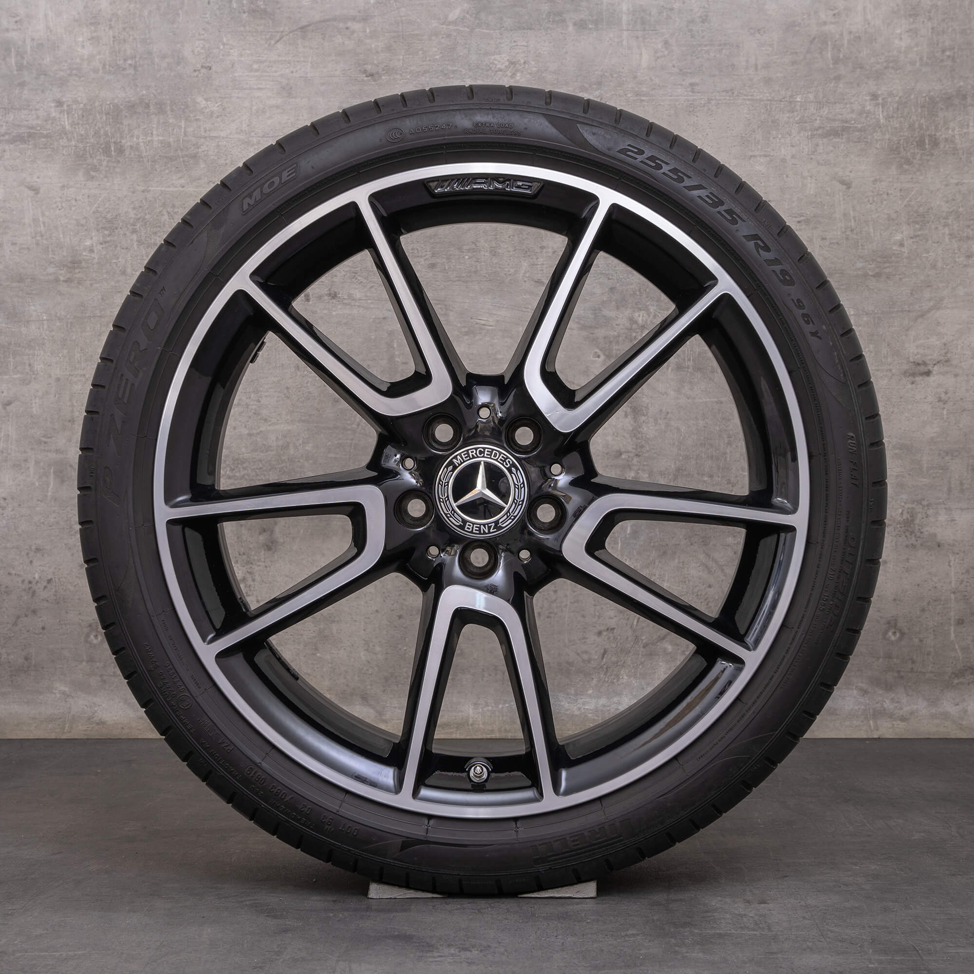 Originale Mercedes Benz C-Klasse C43 AMG fælge 19 tommer W205 S205 C205 A205 sommerhjul A2054014900 A2054016500 sort blank drejet