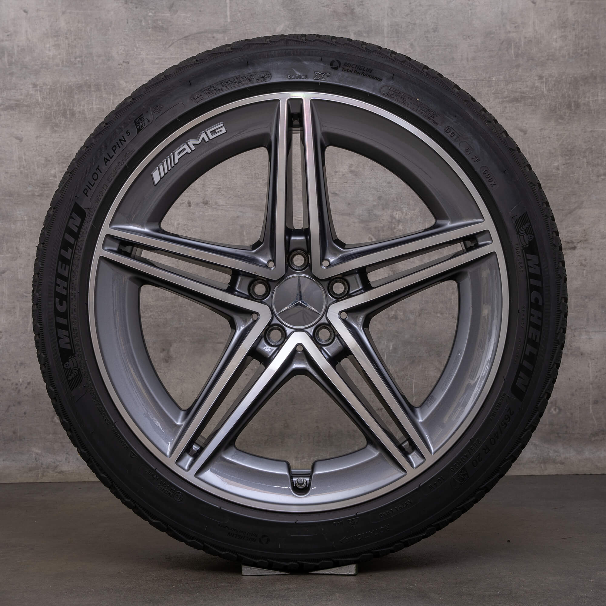 Oryginał Mercedes Benz AMG GT 43 53 63 S 4Matic+ & E Performance opony zimowe 20 cali X290 felgi 4-drzwiowe A2904011800 A2904010500 szary himalaya Polerowane wykończenie