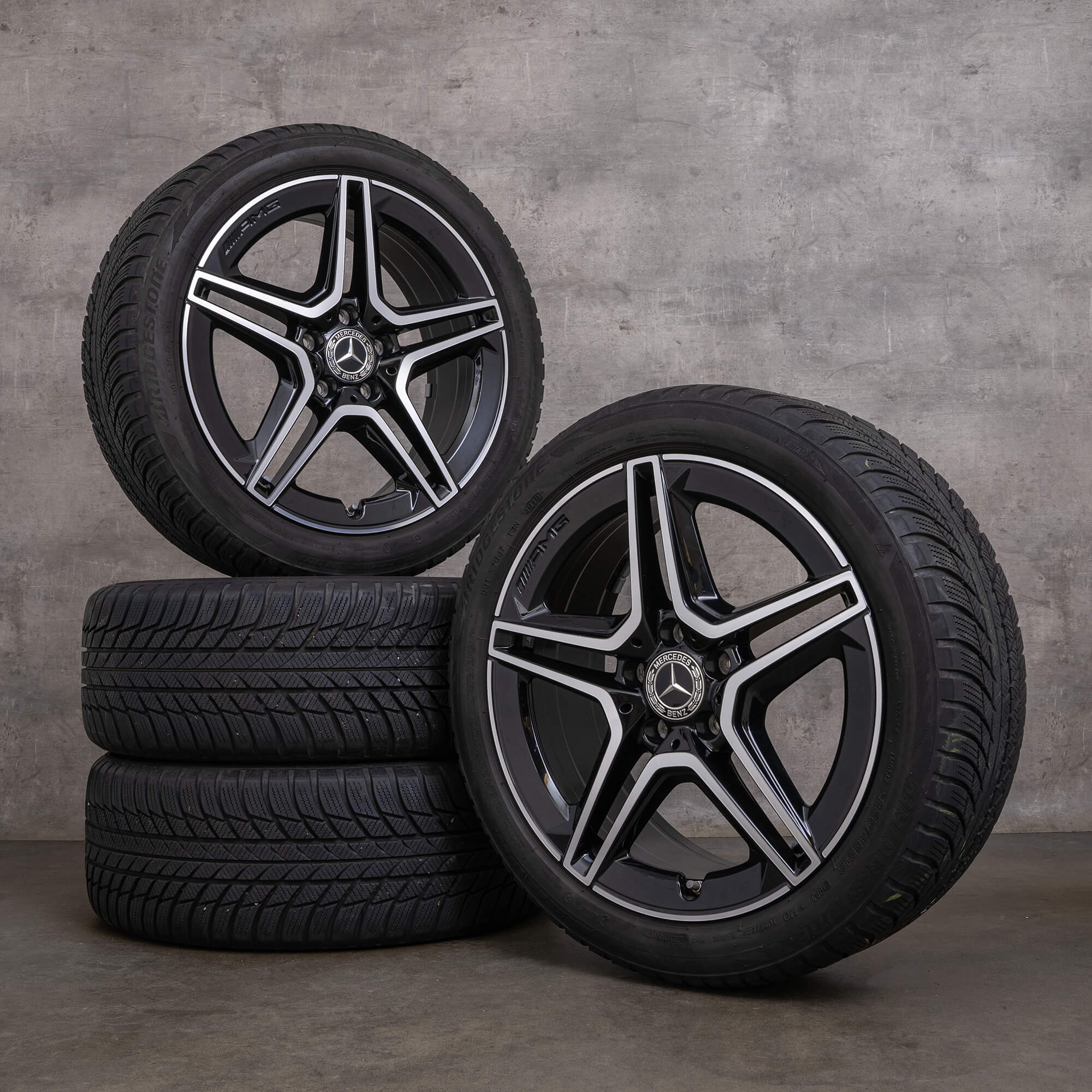 Genuine Mercedes Benz Clase A B CLA AMG neumáticos de invierno 18 pulgadas W177 V177 W247 X118 C118 llantas A1774011500 negro brillante torneado