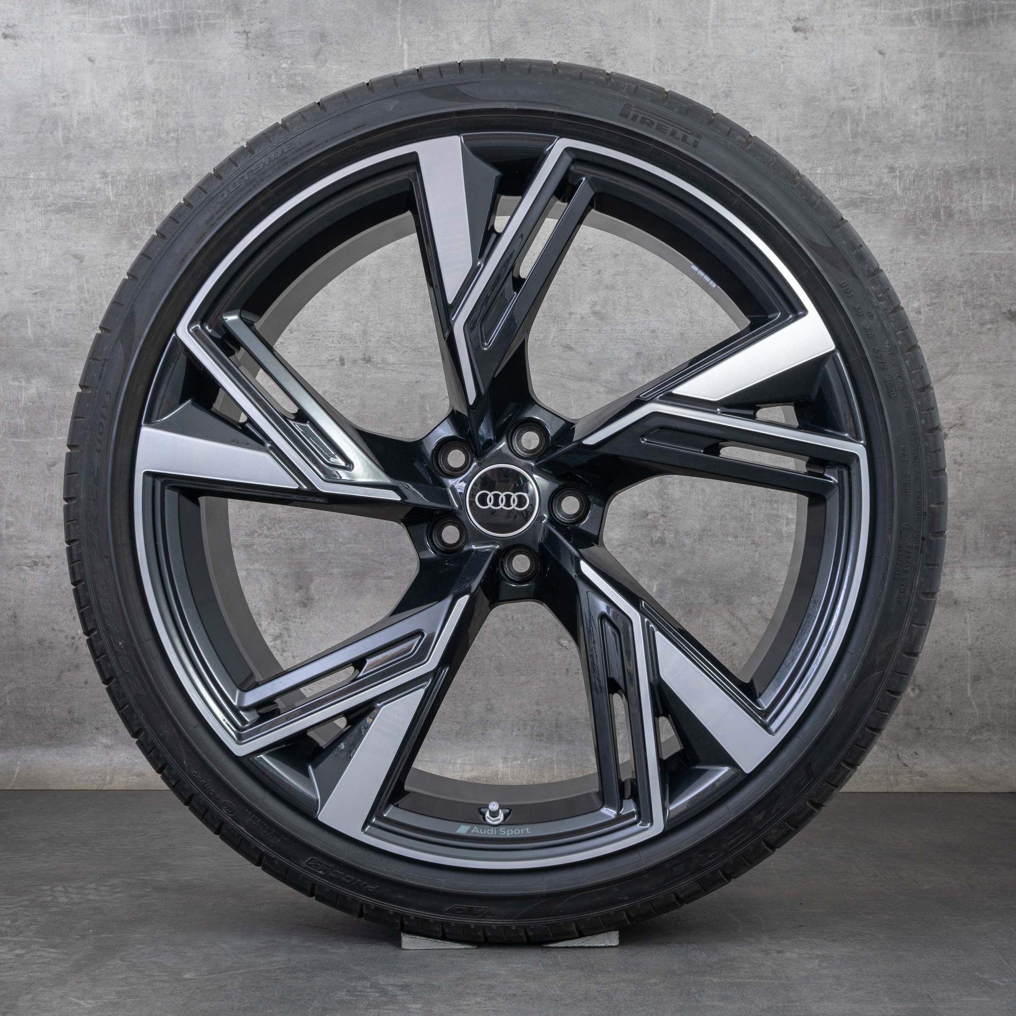 Jante originale Audi RS6 RS7 22 inch 4K C8 F2 Anvelope de vară trapezoid 4K0601025BL granit Lucios