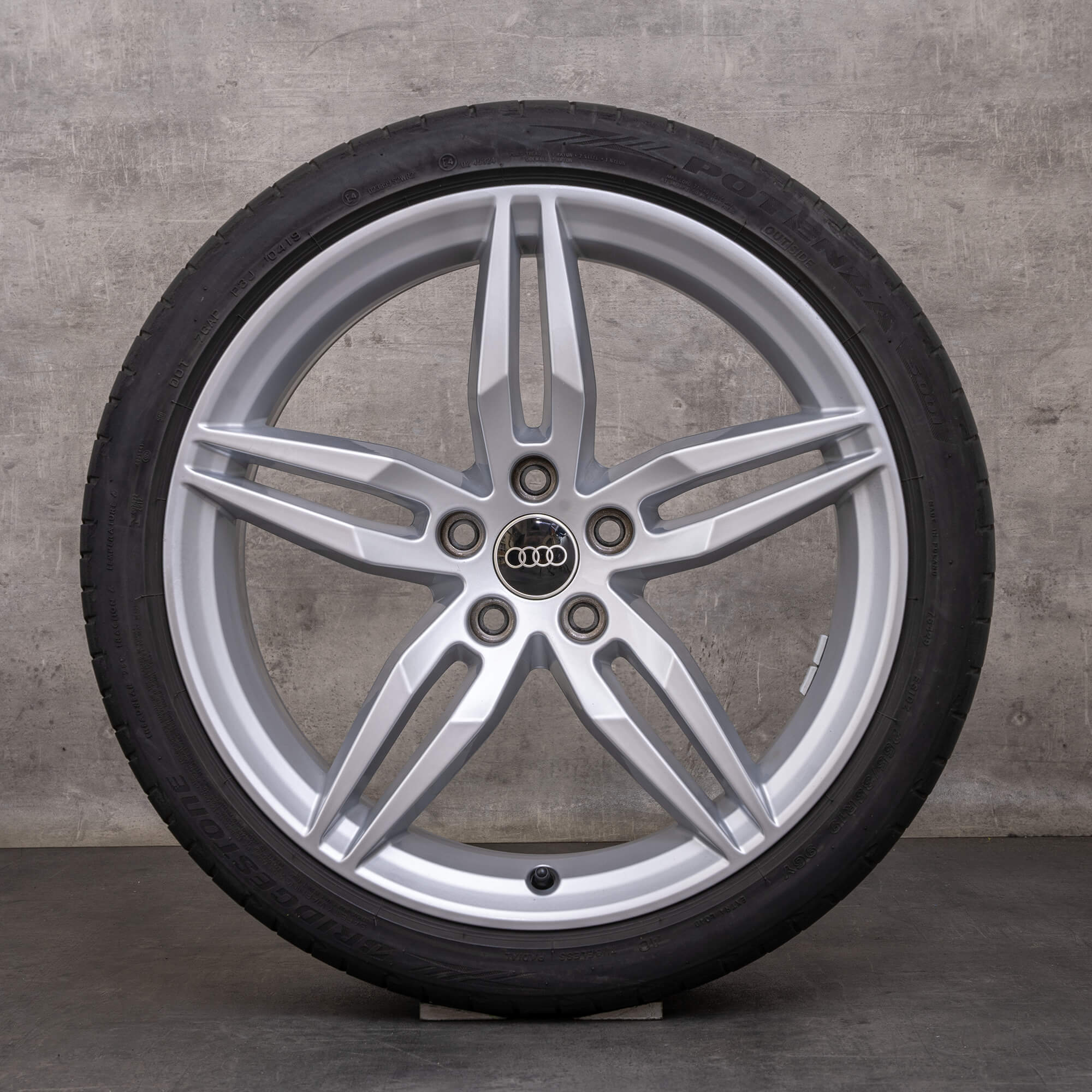 OEM Audi A5 S5 rims 19 inch F5 8W B9 summer wheels 8W0601025AM silver glossy