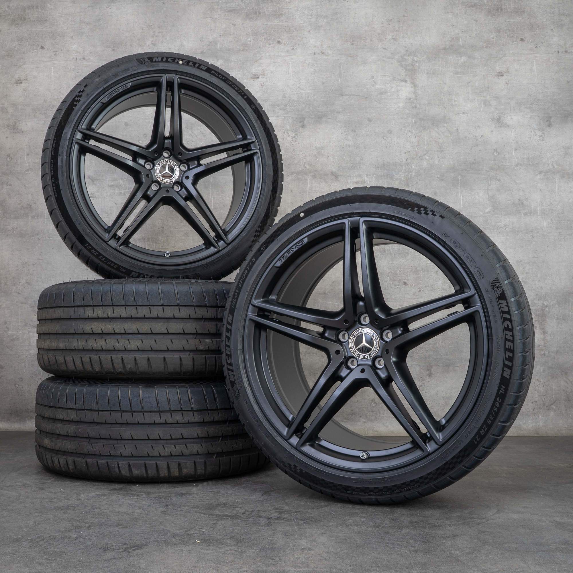 Alkuperäiset Mercedes Benz S-sarjan S63 AMG talvirenkaat 21 tuuman W223 E Performance vanteet A2234012100 A2234012200 musta matta
