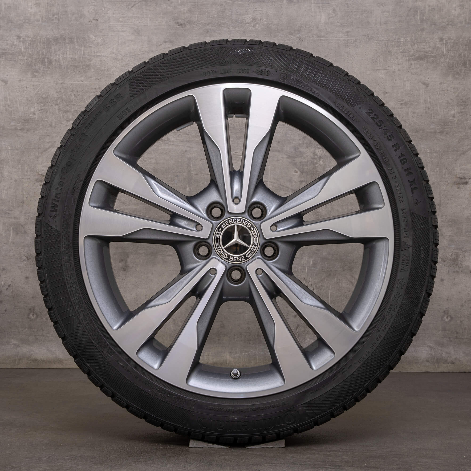 Llantas de invierno originales Mercedes Benz Clase C 18 pulgadas W205 S205 C205 A205 llantas A2054012802 gris himalaya torneado brillante