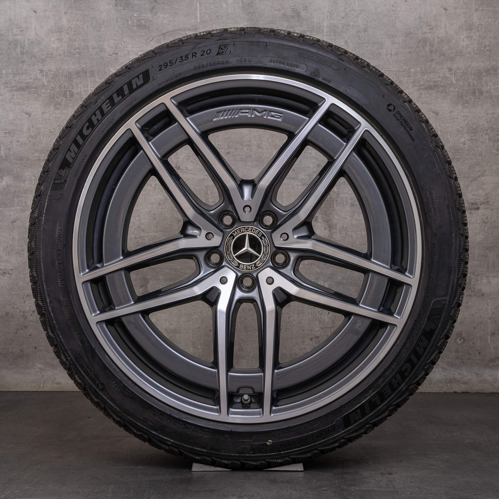 Orijinal Mercedes Benz SL AMG 43 55 63 kış jant lastik 20 inç R232 jantlar A2324012100 A2324012200 himalaya gri parlak tornalanmış