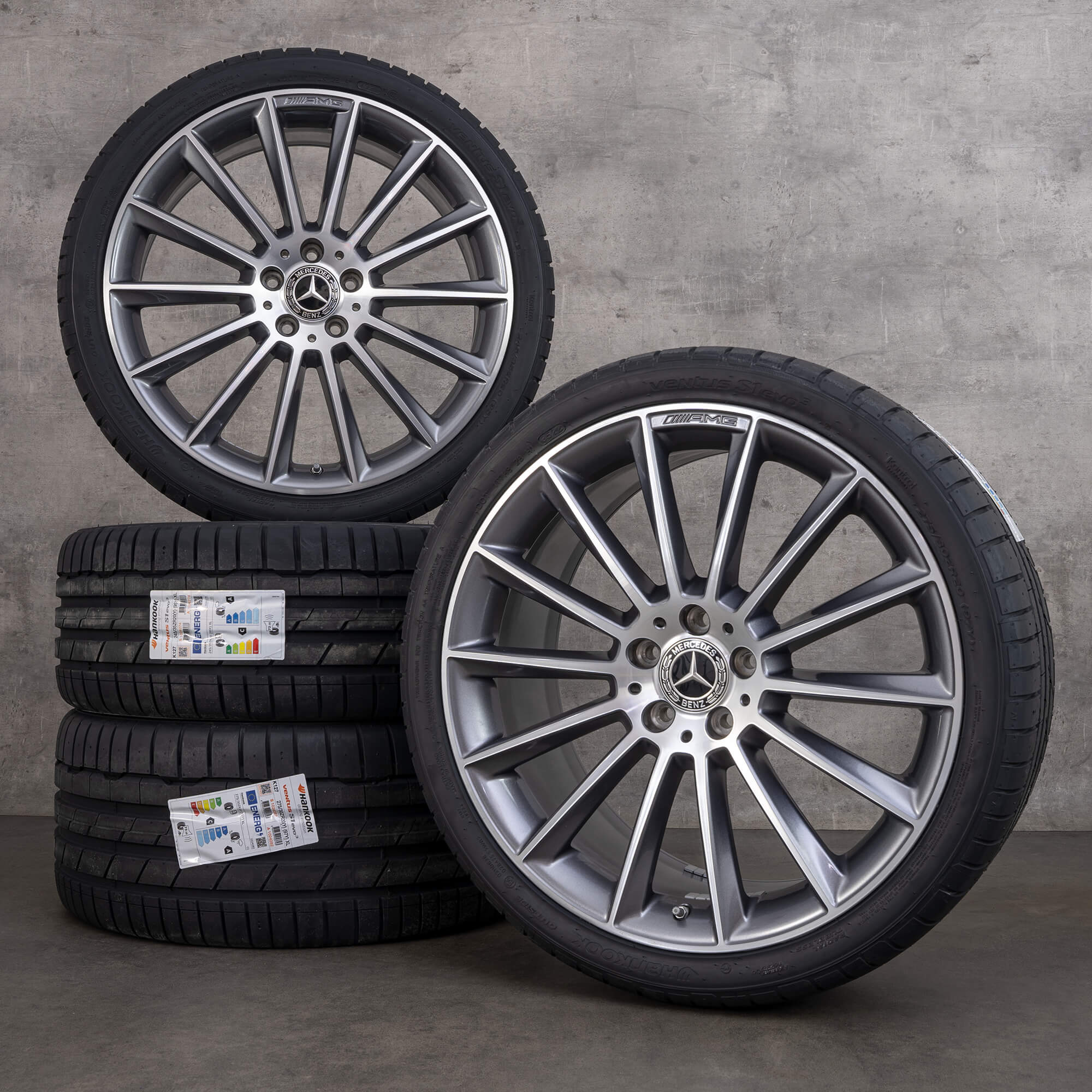 Originale Mercedes Benz CLS AMG fælge 20 tommer C257 W257 sommerhjul A2574011900 A2574012000 himalaya grey glossy turned NEW