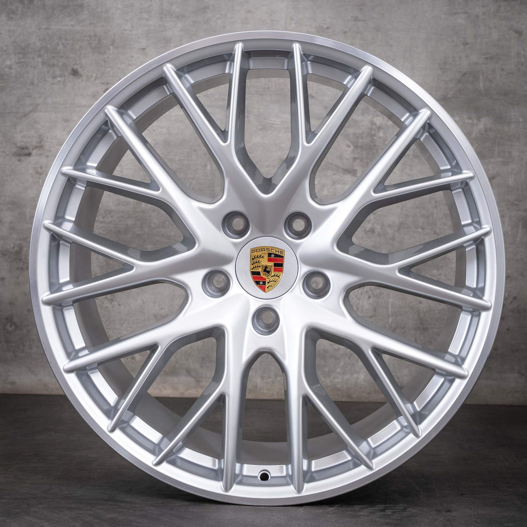 Originale Porsche Panamera 971-fælge, 21 tommer, 971601025D, 971601025K, sølv, diamond cut, NYE